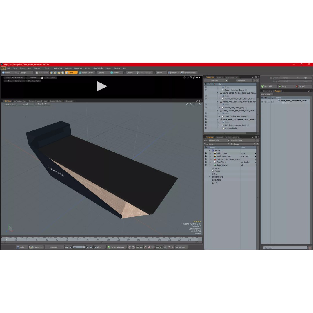 High Tech Reception Desk 3D Model – Modern Office Furniture, PBR Textures