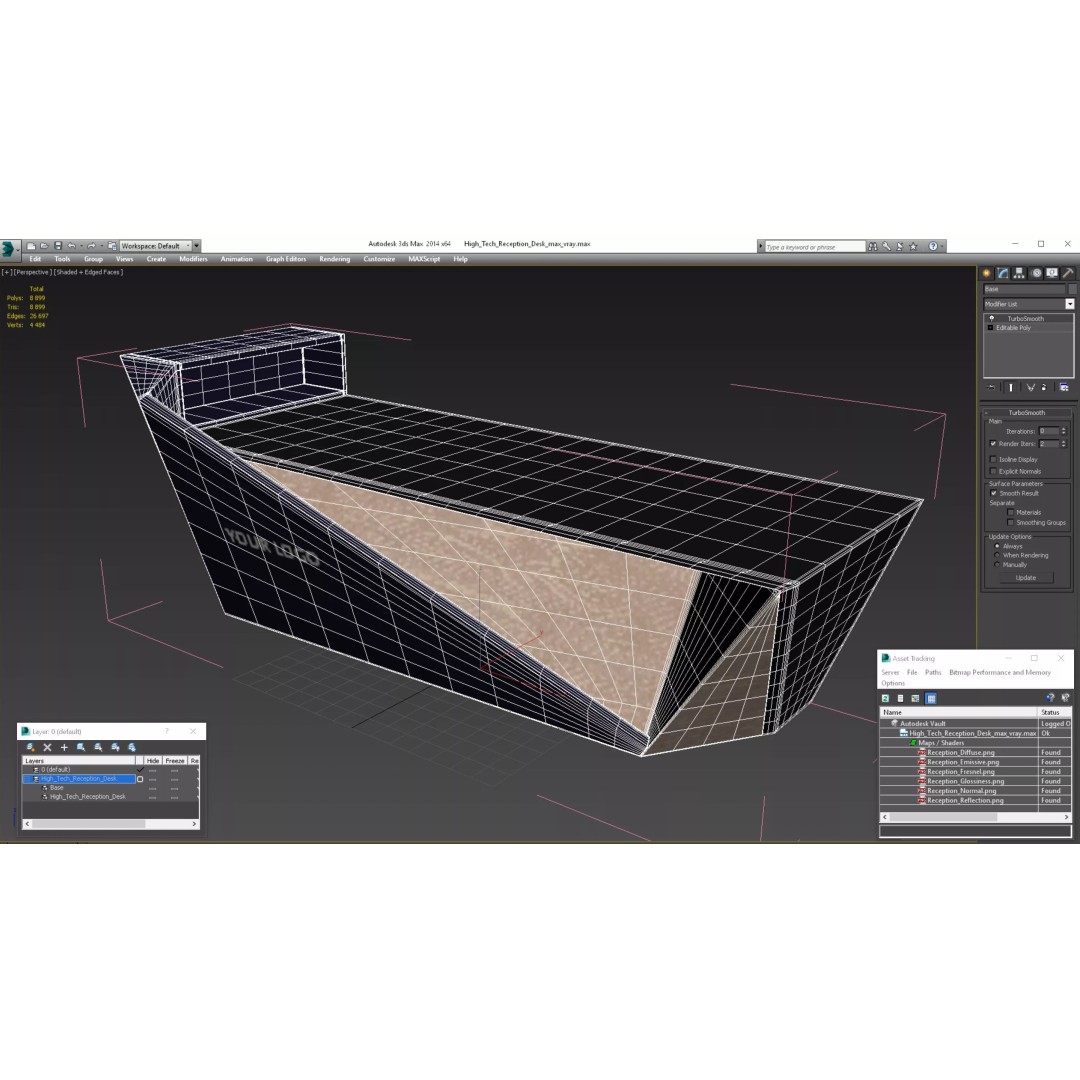 High Tech Reception Desk 3D Model – Modern Office Furniture, PBR Textures - View 22