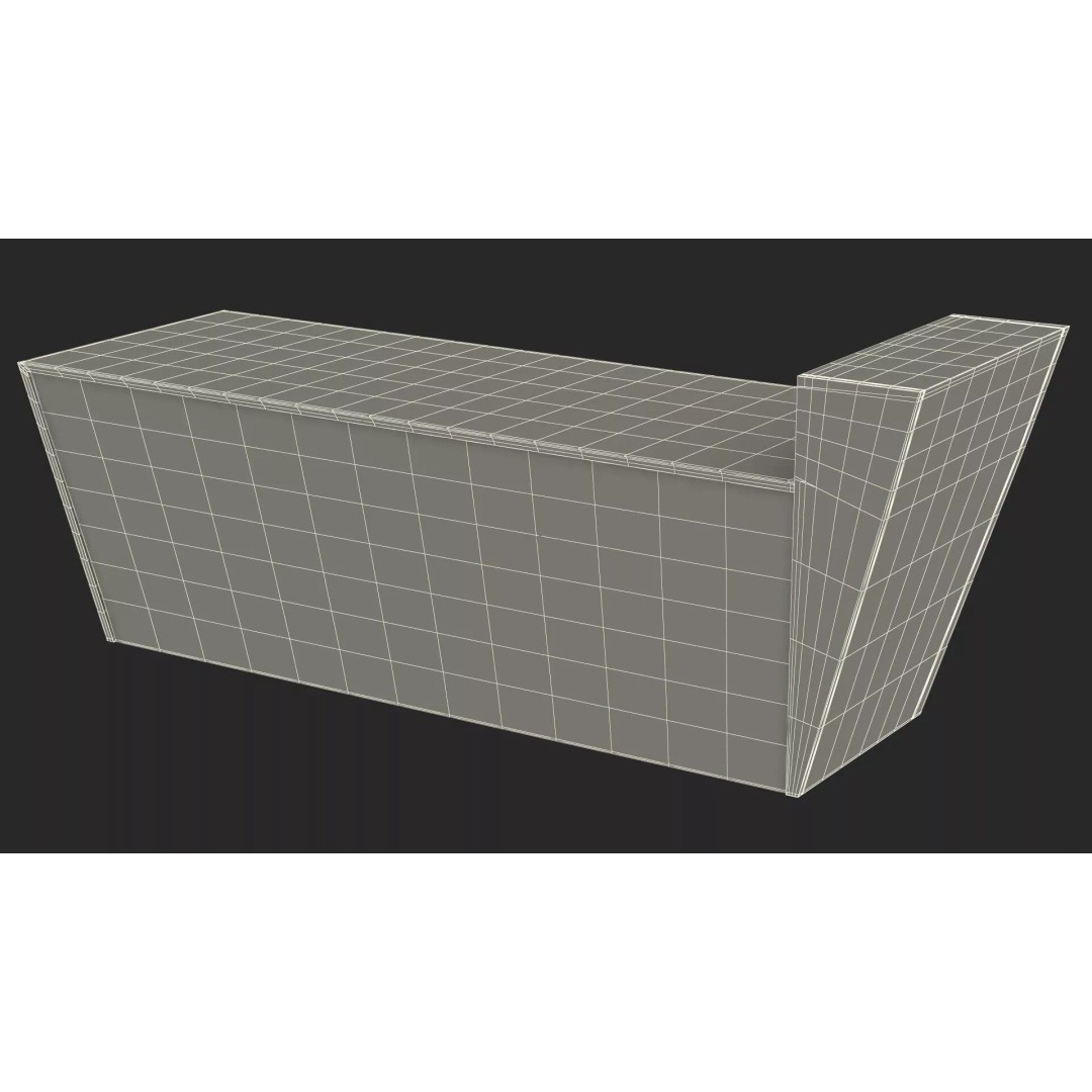 High Tech Reception Desk 3D Model – Modern Office Furniture, PBR Textures - View 24