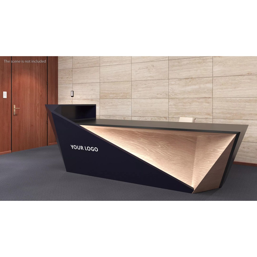High Tech Reception Desk 3D Model – Modern Office Furniture, PBR Textures - View 3