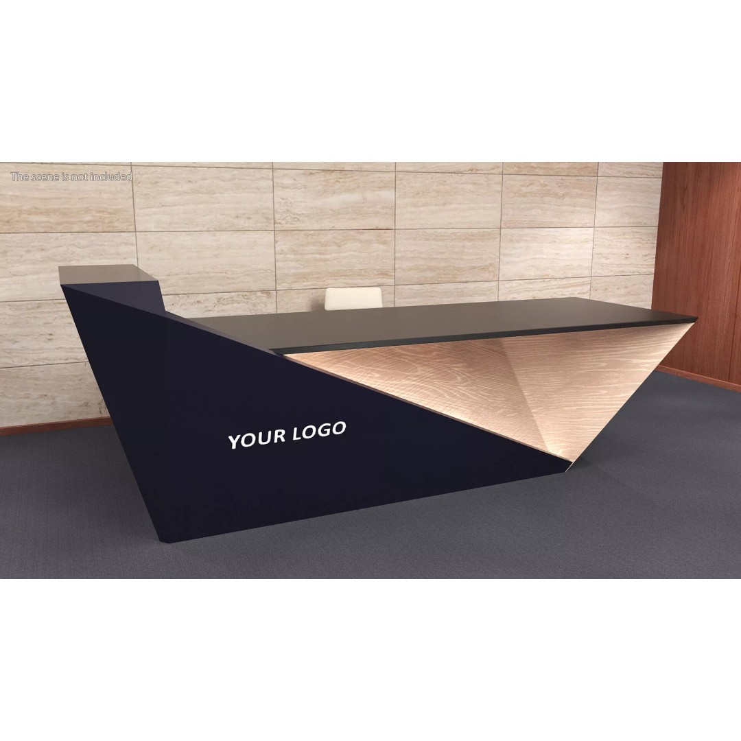 High Tech Reception Desk 3D Model – Modern Office Furniture, PBR Textures - View 4