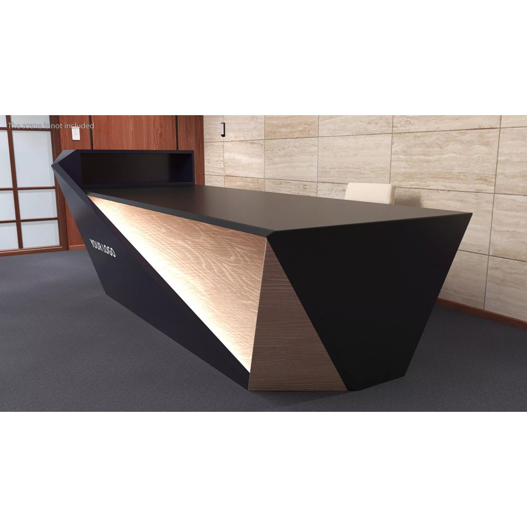 High Tech Reception Desk 3D Model – Modern Office Furniture, PBR Textures - View 6