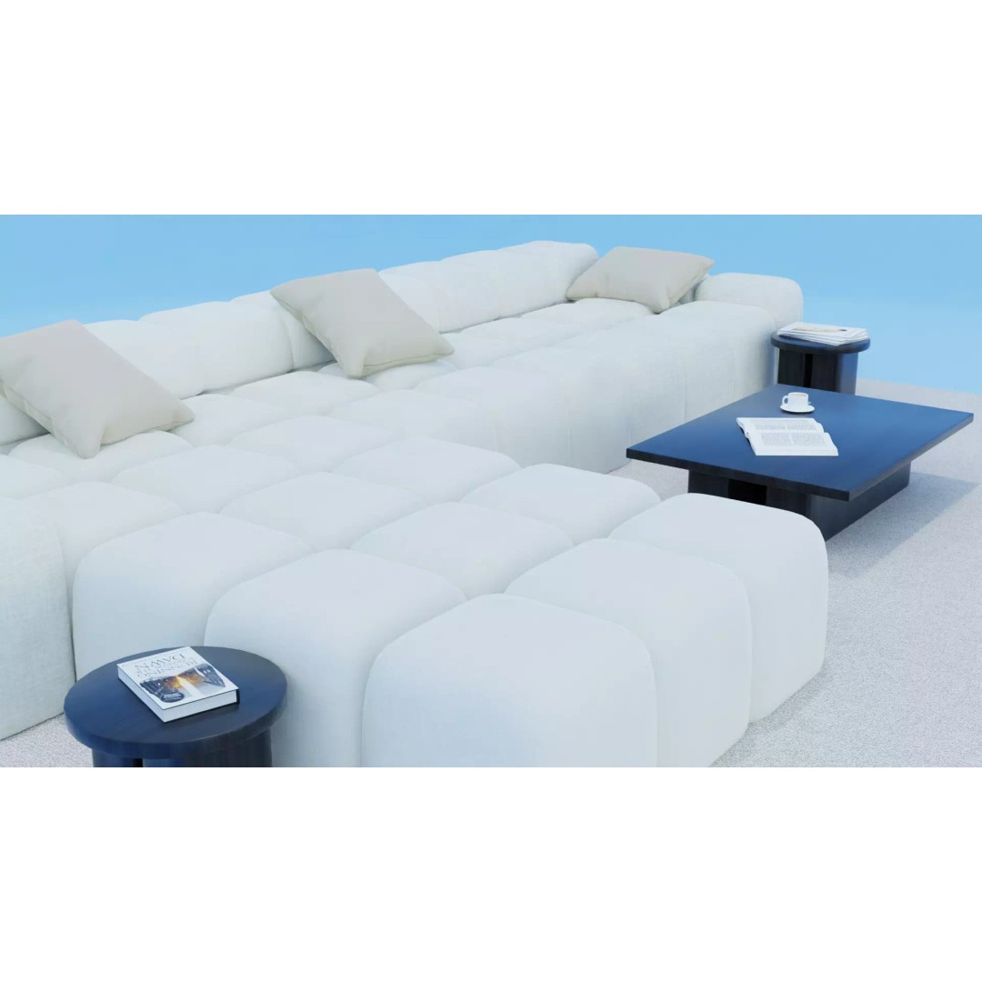 Elegant Puff Sofa Set 3D Model – Low-Poly Furniture Set, FBX