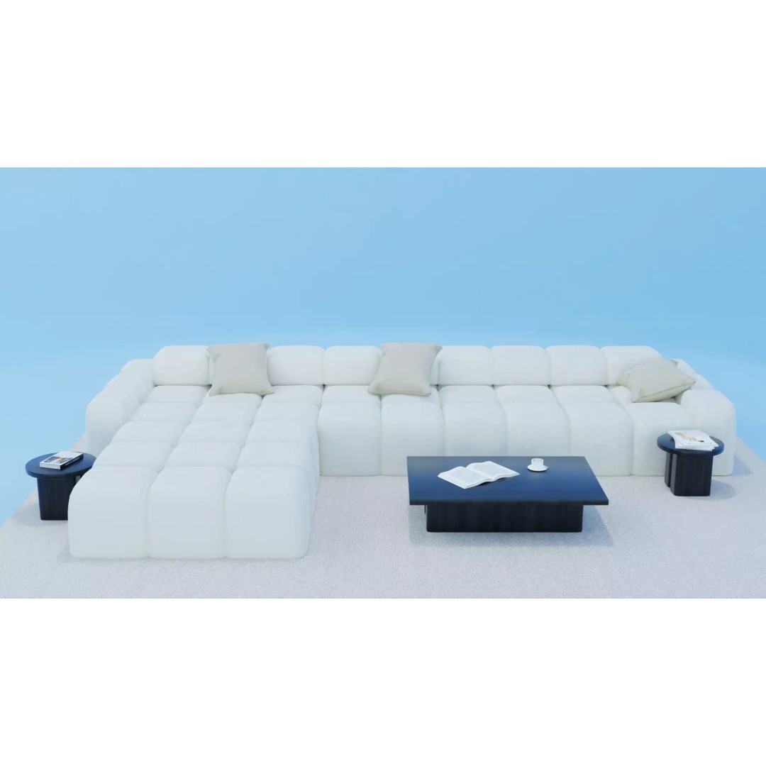 Elegant Puff Sofa Set 3D Model – Low-Poly Furniture Set, FBX - View 2