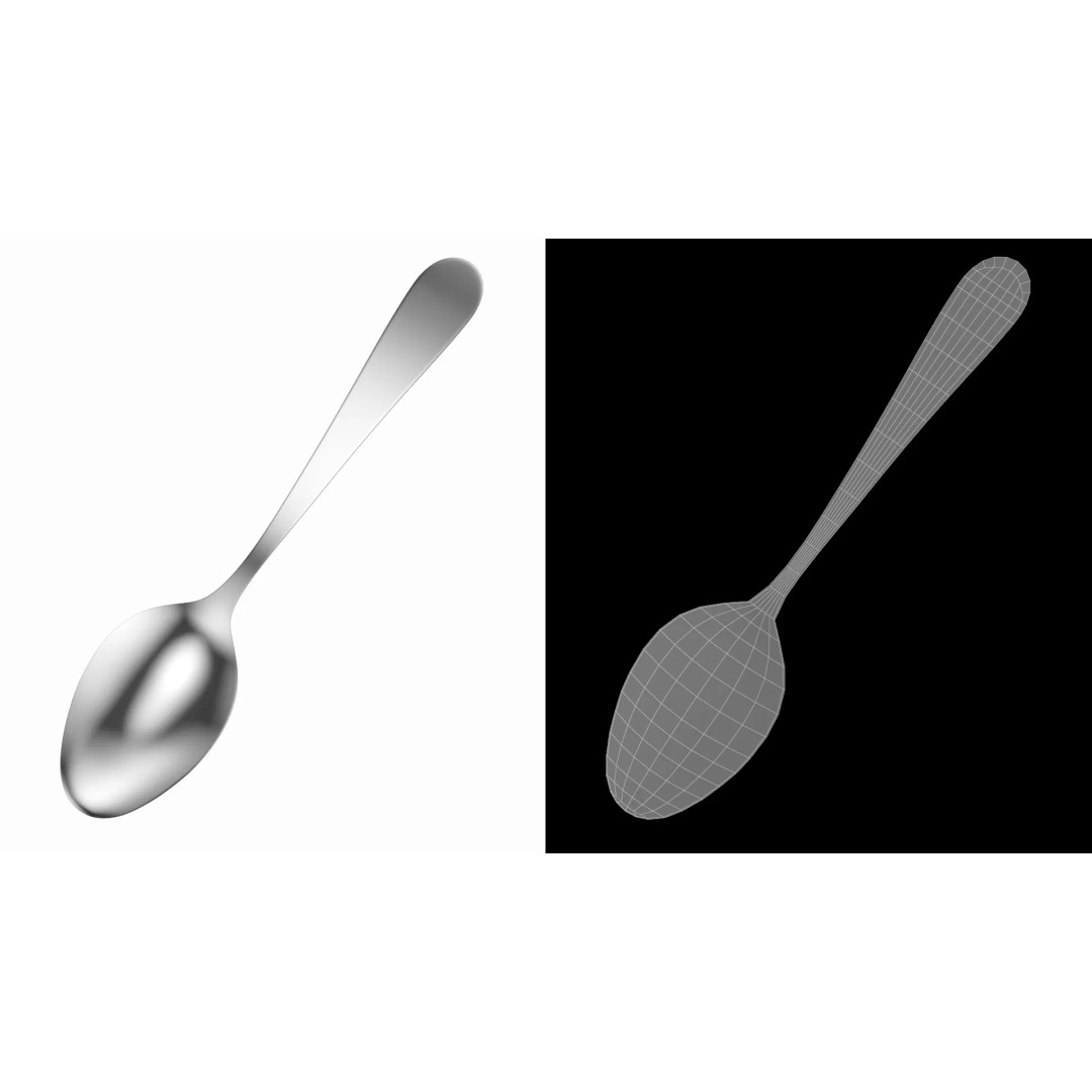 Dinner Spoon 3D Model – Photo-Realistic Cutlery, FBX, STL - View 10