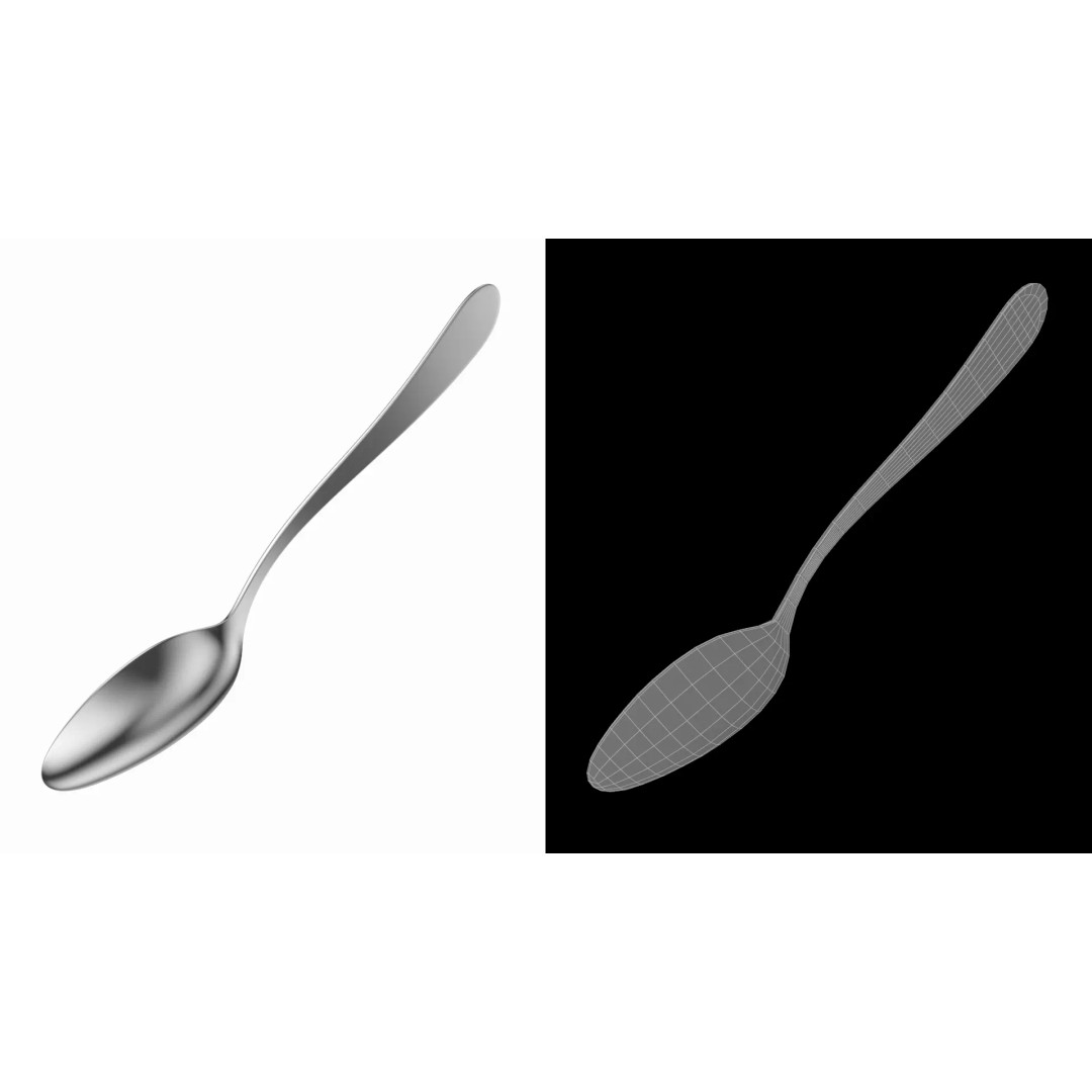 Dinner Spoon 3D Model – Photo-Realistic Cutlery, FBX, STL - View 12