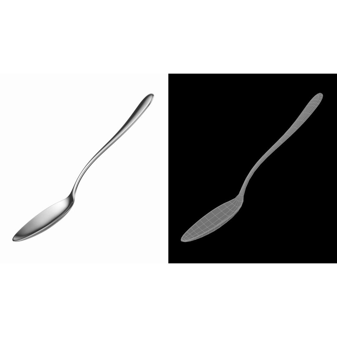Dinner Spoon 3D Model – Photo-Realistic Cutlery, FBX, STL - View 14