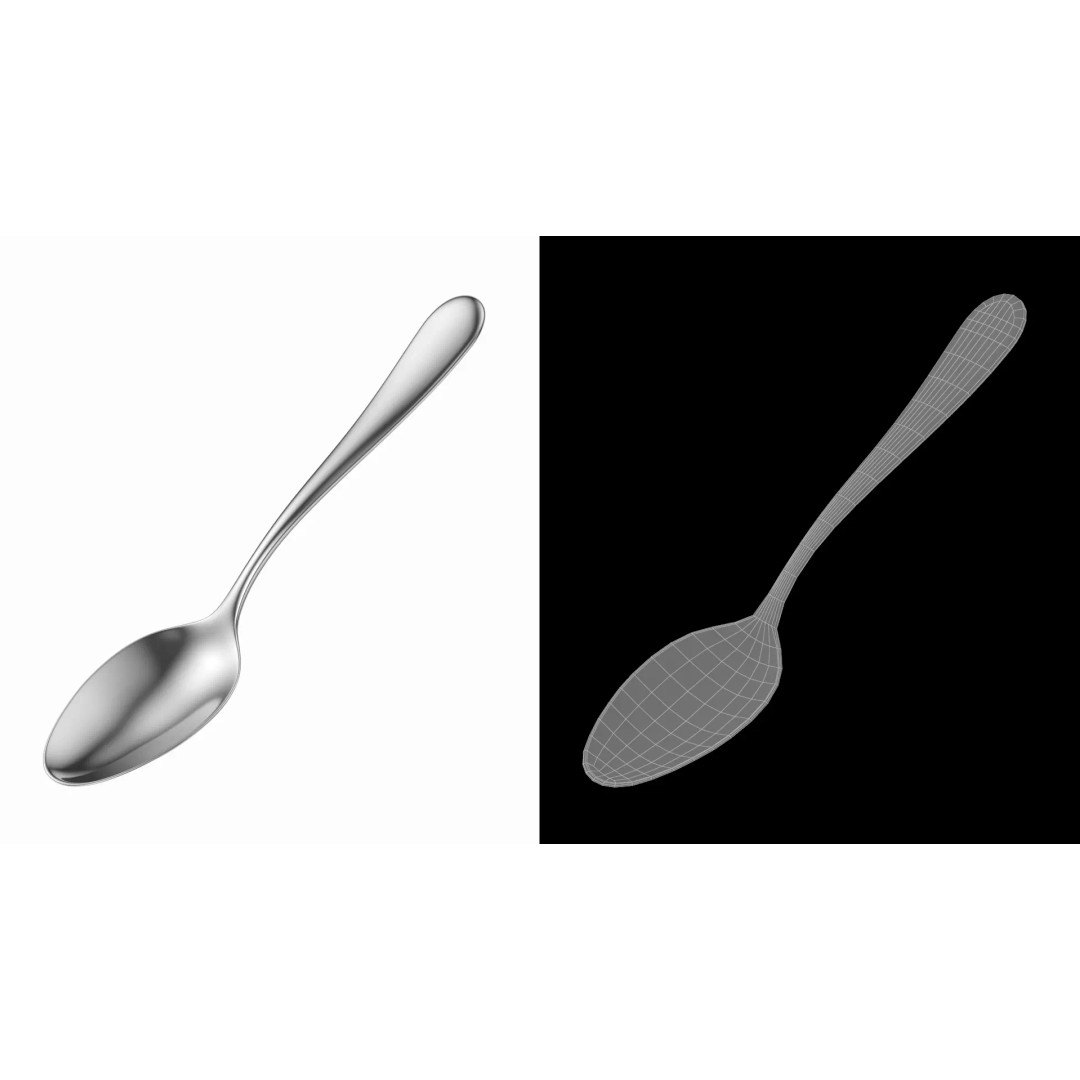 Dinner Spoon 3D Model – Photo-Realistic Cutlery, FBX, STL - View 3