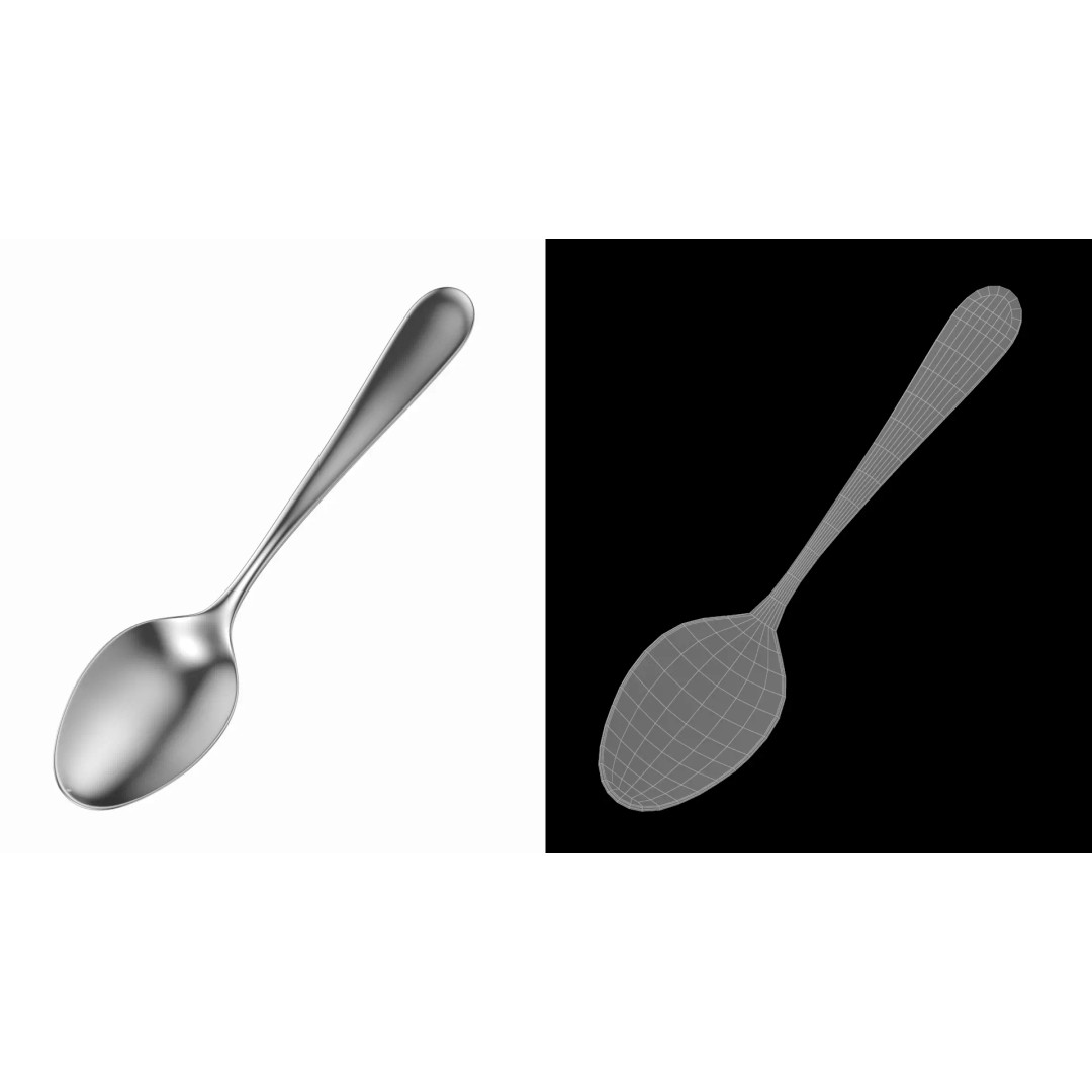 Dinner Spoon 3D Model – Photo-Realistic Cutlery, FBX, STL - View 4