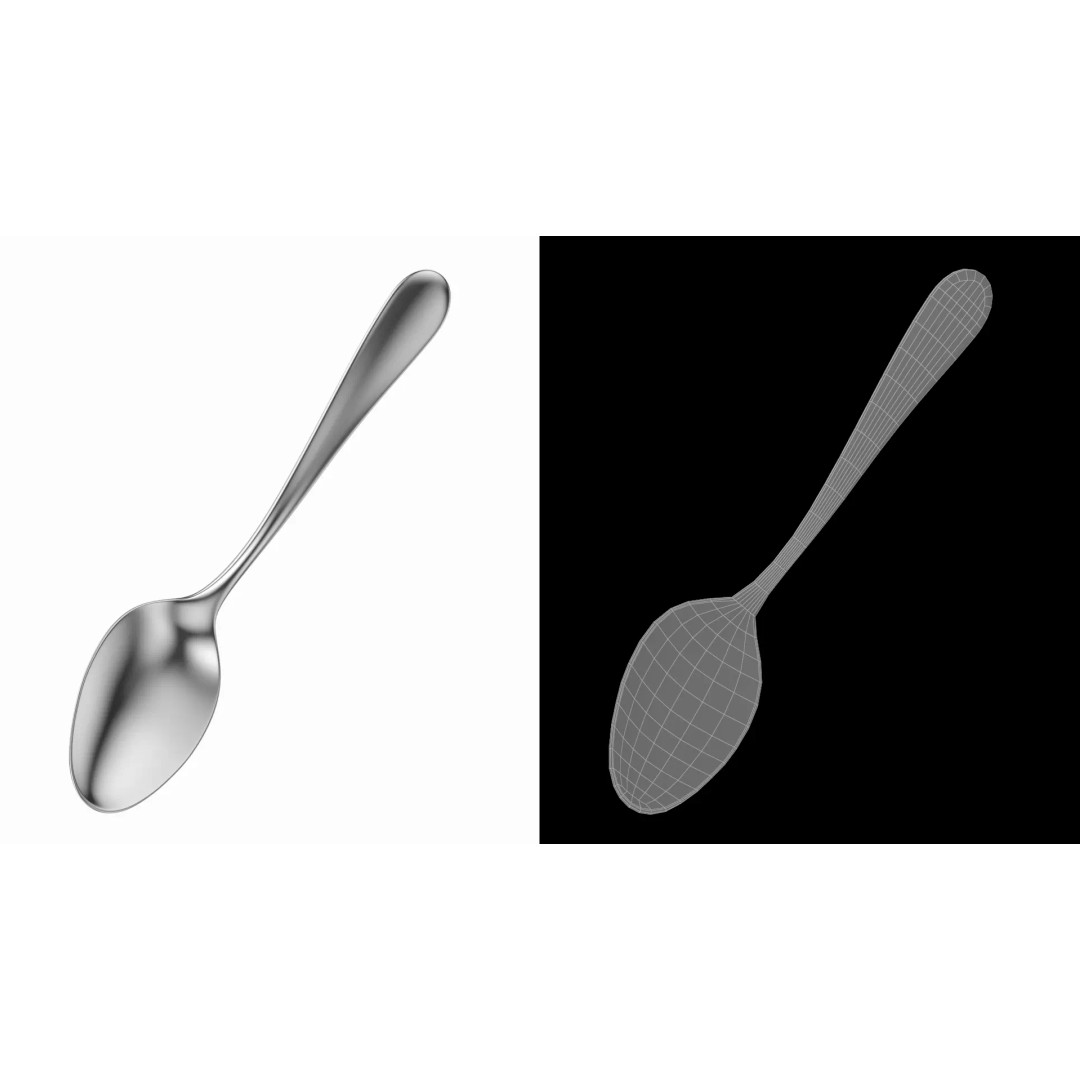 Dinner Spoon 3D Model – Photo-Realistic Cutlery, FBX, STL - View 5