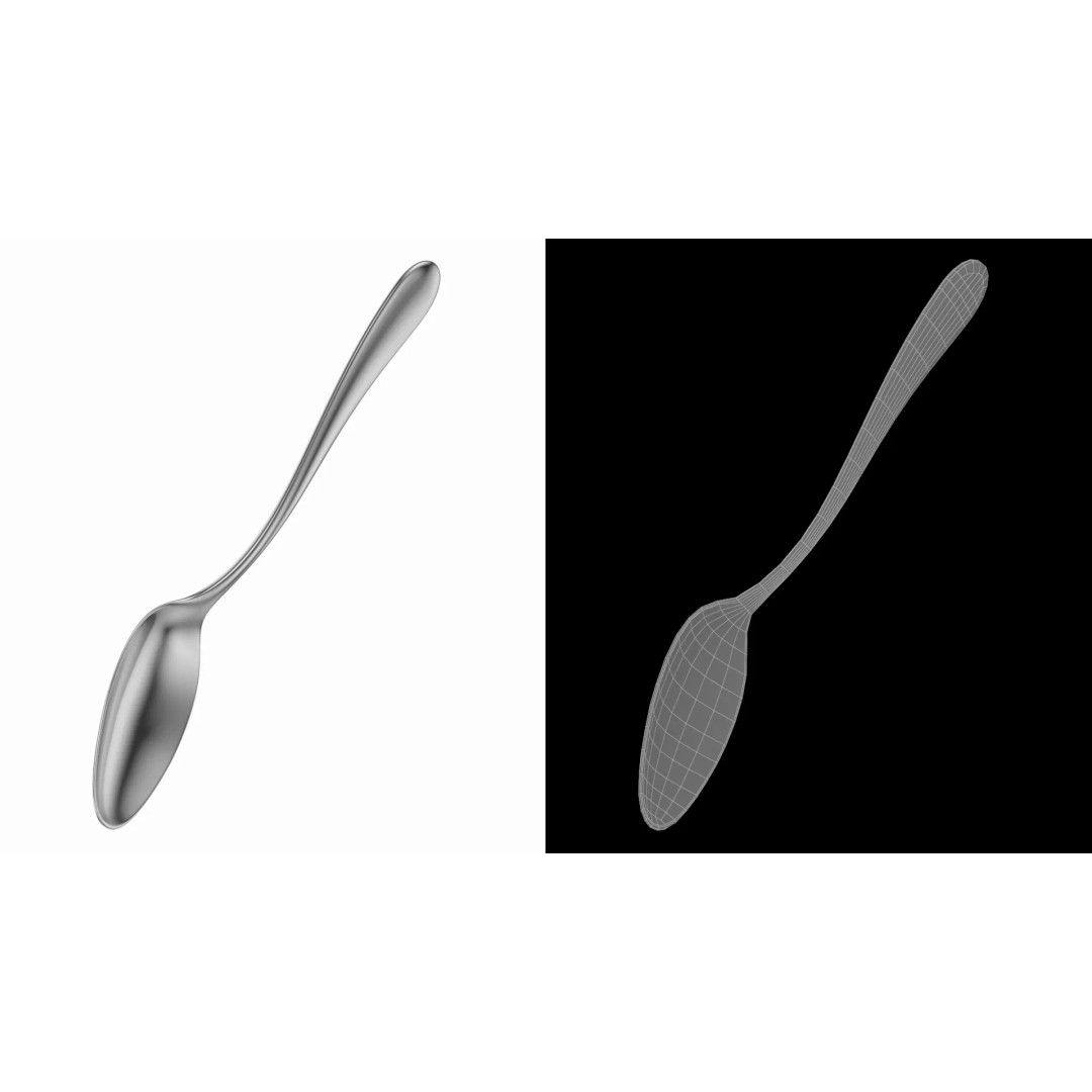 Dinner Spoon 3D Model – Photo-Realistic Cutlery, FBX, STL - View 6