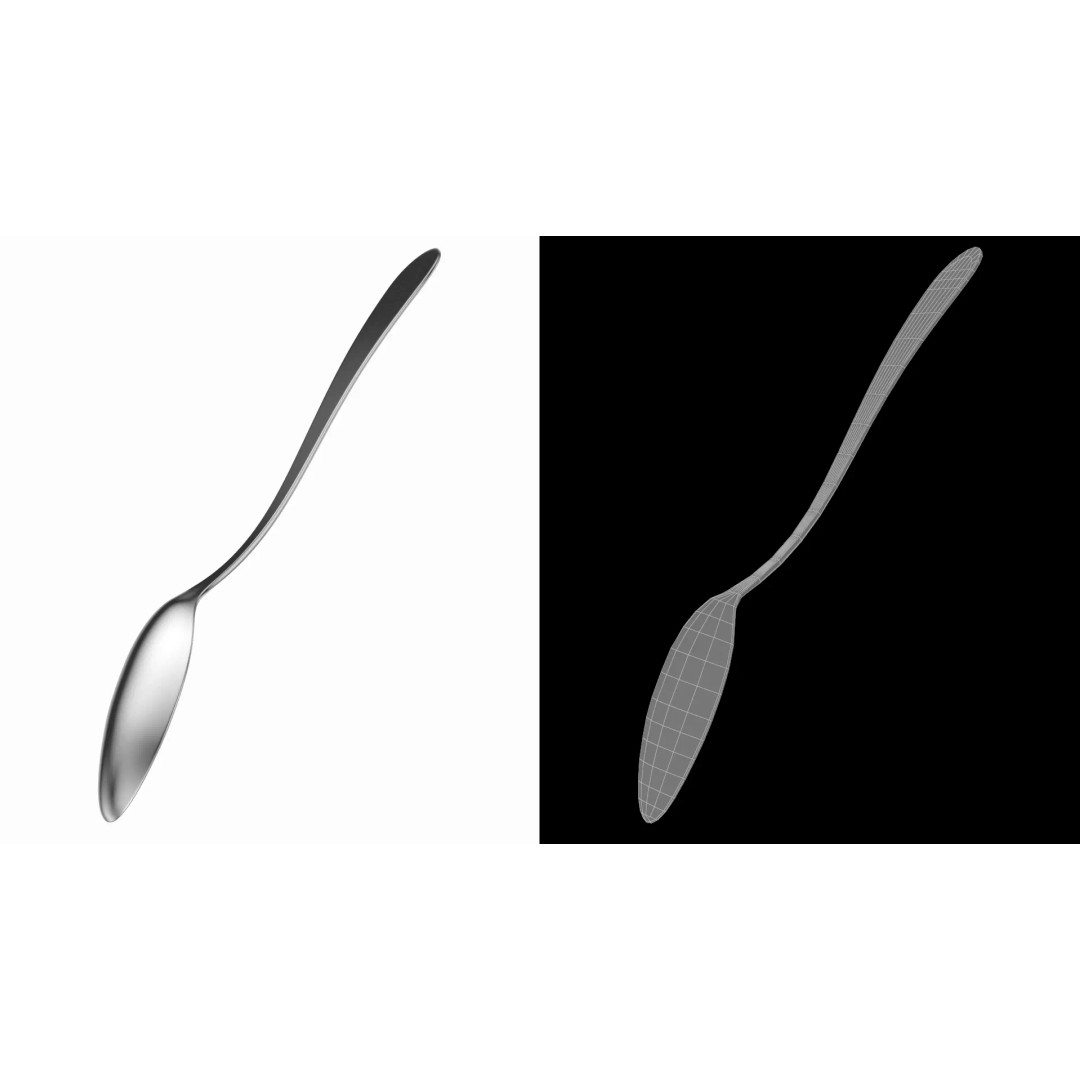 Dinner Spoon 3D Model – Photo-Realistic Cutlery, FBX, STL - View 8