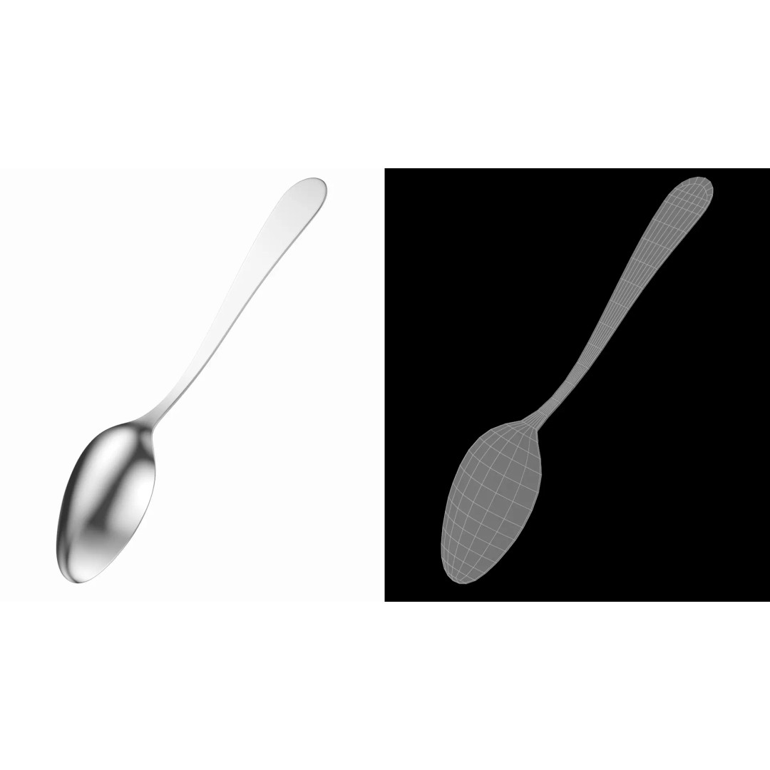 Dinner Spoon 3D Model – Photo-Realistic Cutlery, FBX, STL - View 9