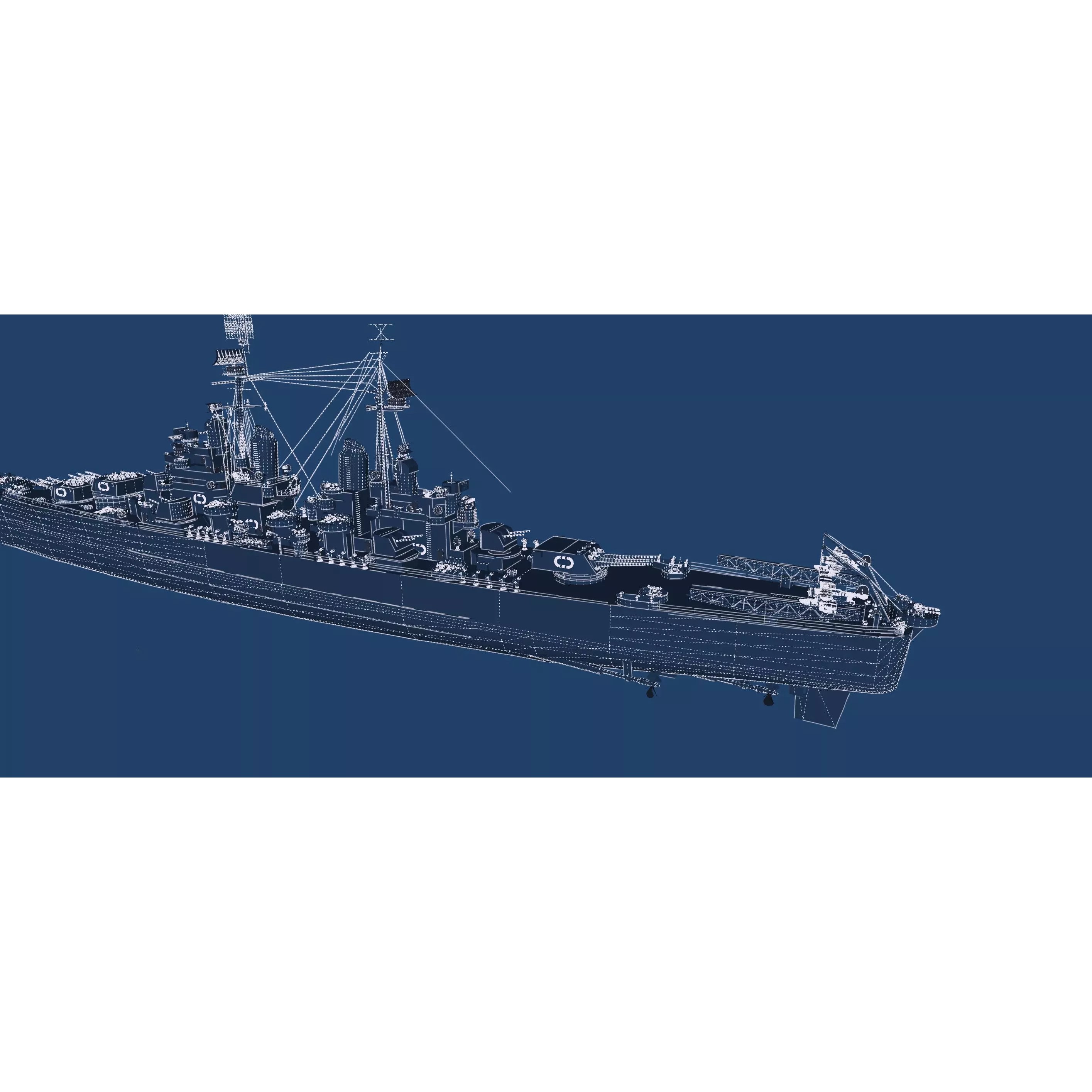 WW2 US Navy Heavy Cruiser Baltimore Class - Game-Ready 3D Model