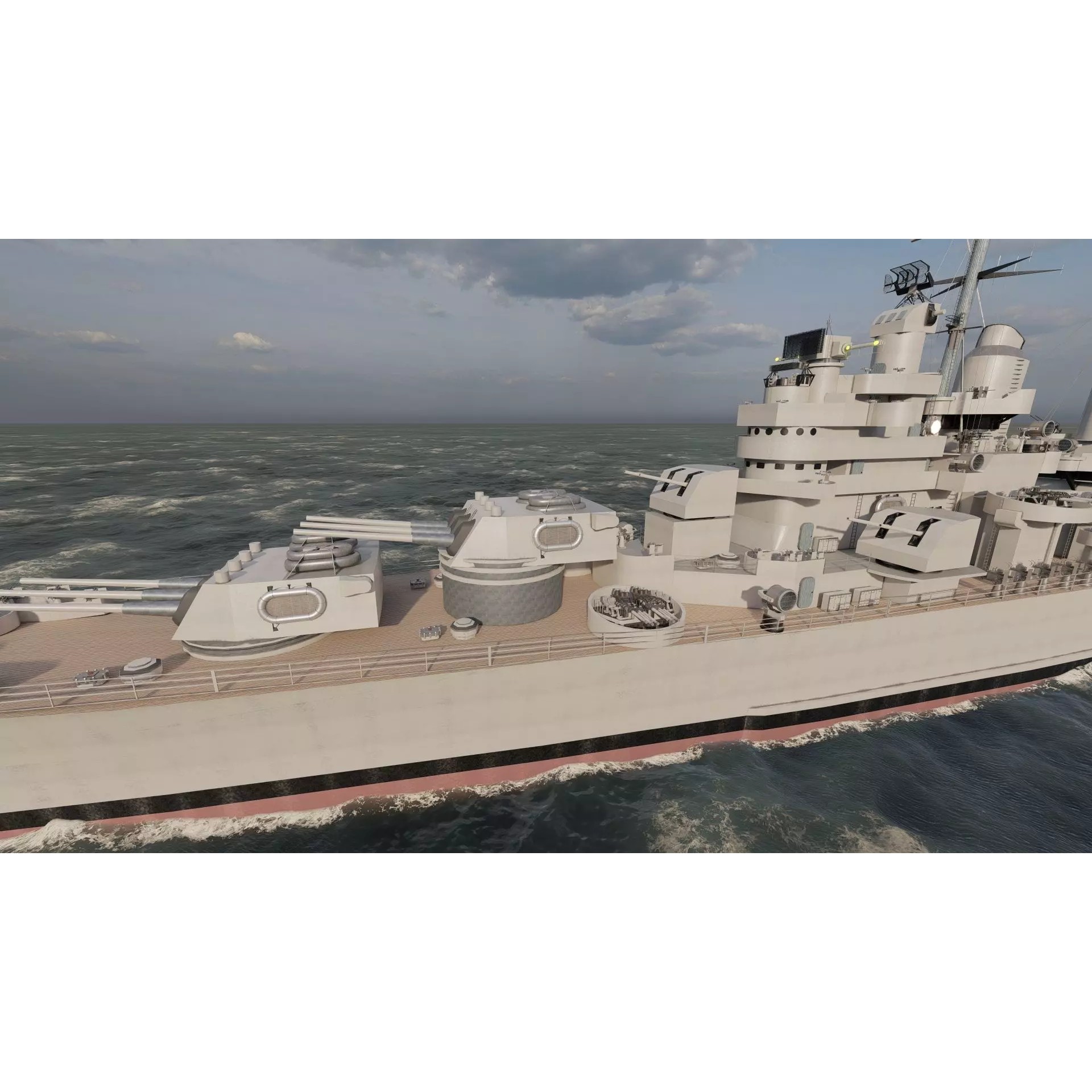 WW2 US Navy Heavy Cruiser Baltimore Class - Game-Ready 3D Model - View 11