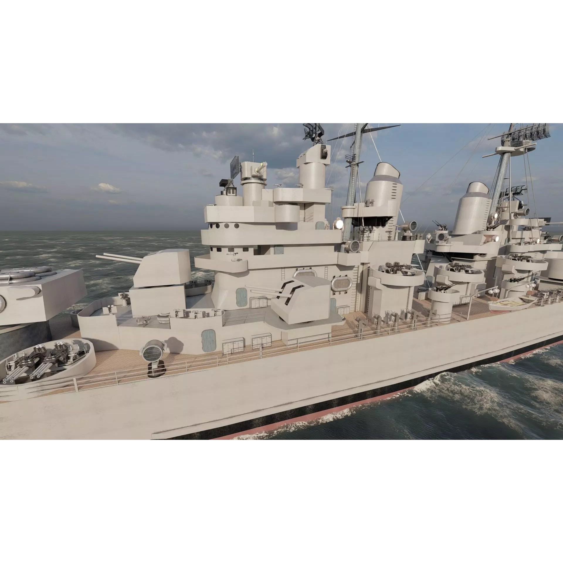 WW2 US Navy Heavy Cruiser Baltimore Class - Game-Ready 3D Model - View 12