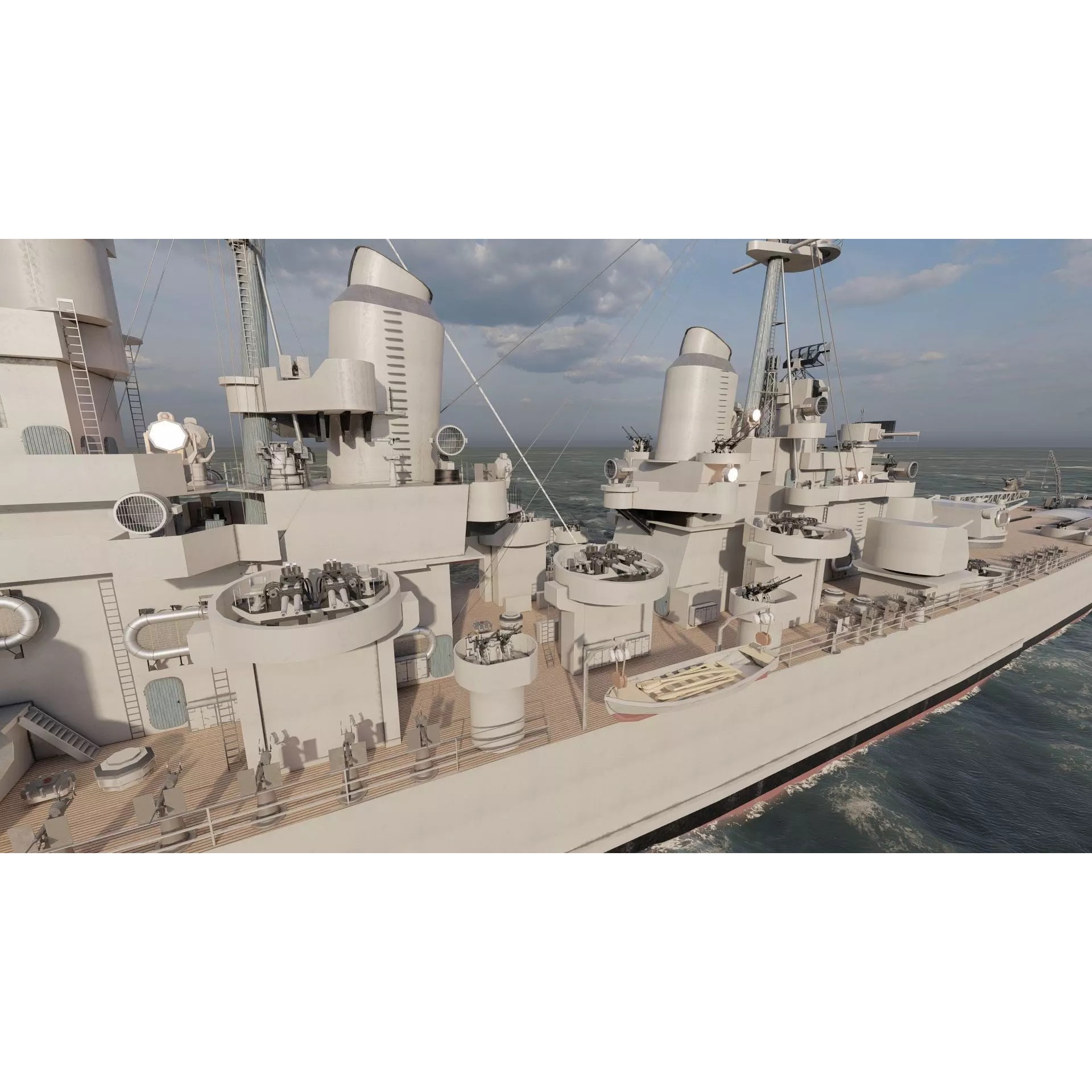 WW2 US Navy Heavy Cruiser Baltimore Class - Game-Ready 3D Model - View 13