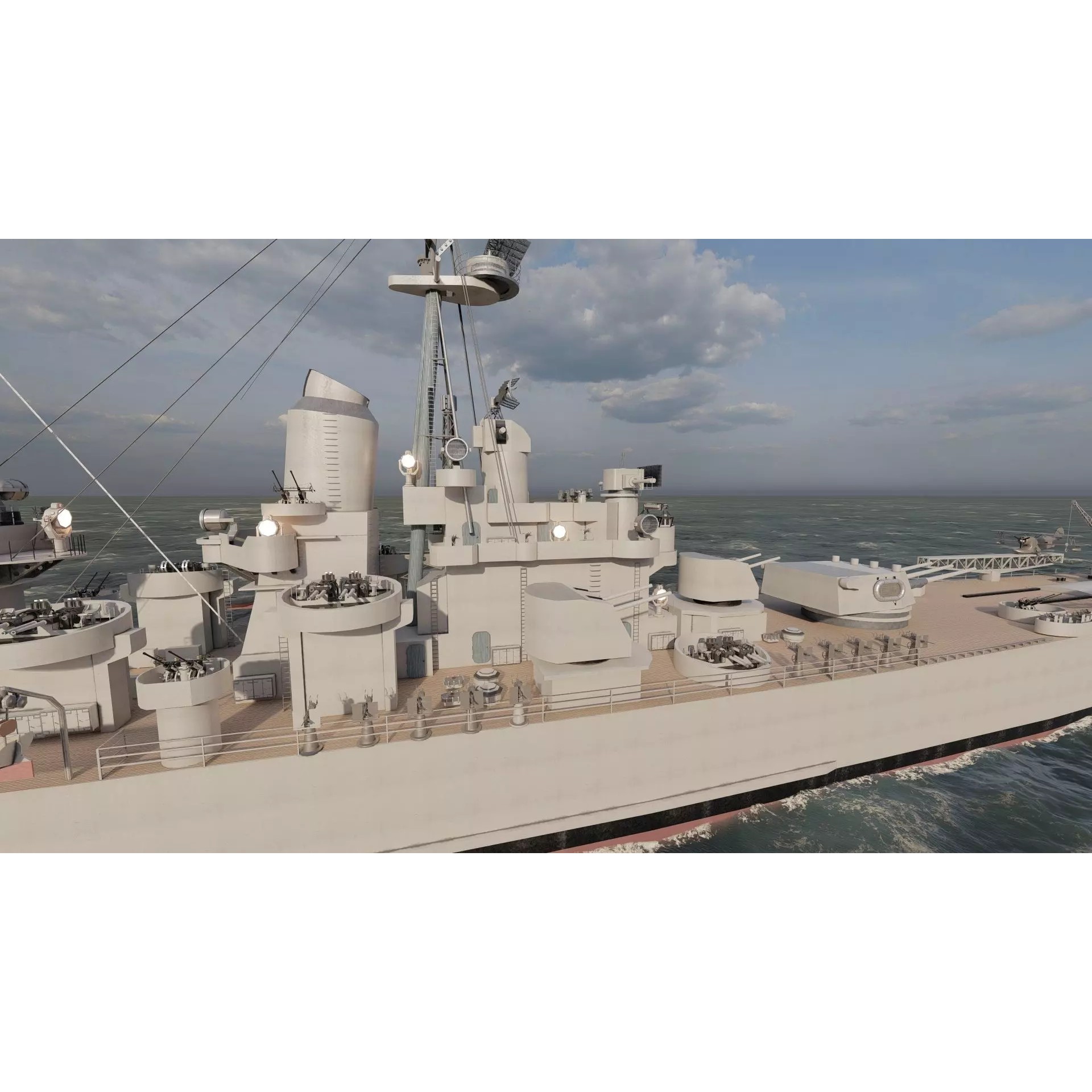 WW2 US Navy Heavy Cruiser Baltimore Class - Game-Ready 3D Model - View 14