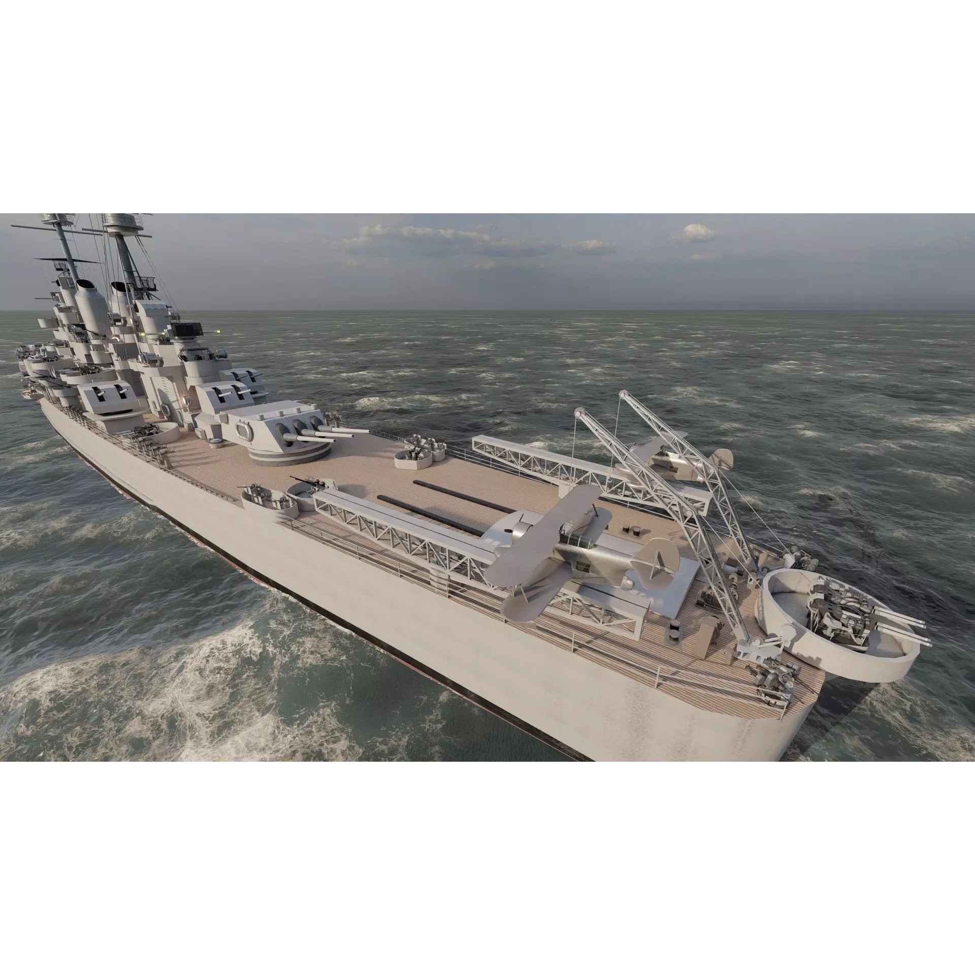WW2 US Navy Heavy Cruiser Baltimore Class - Game-Ready 3D Model - View 16