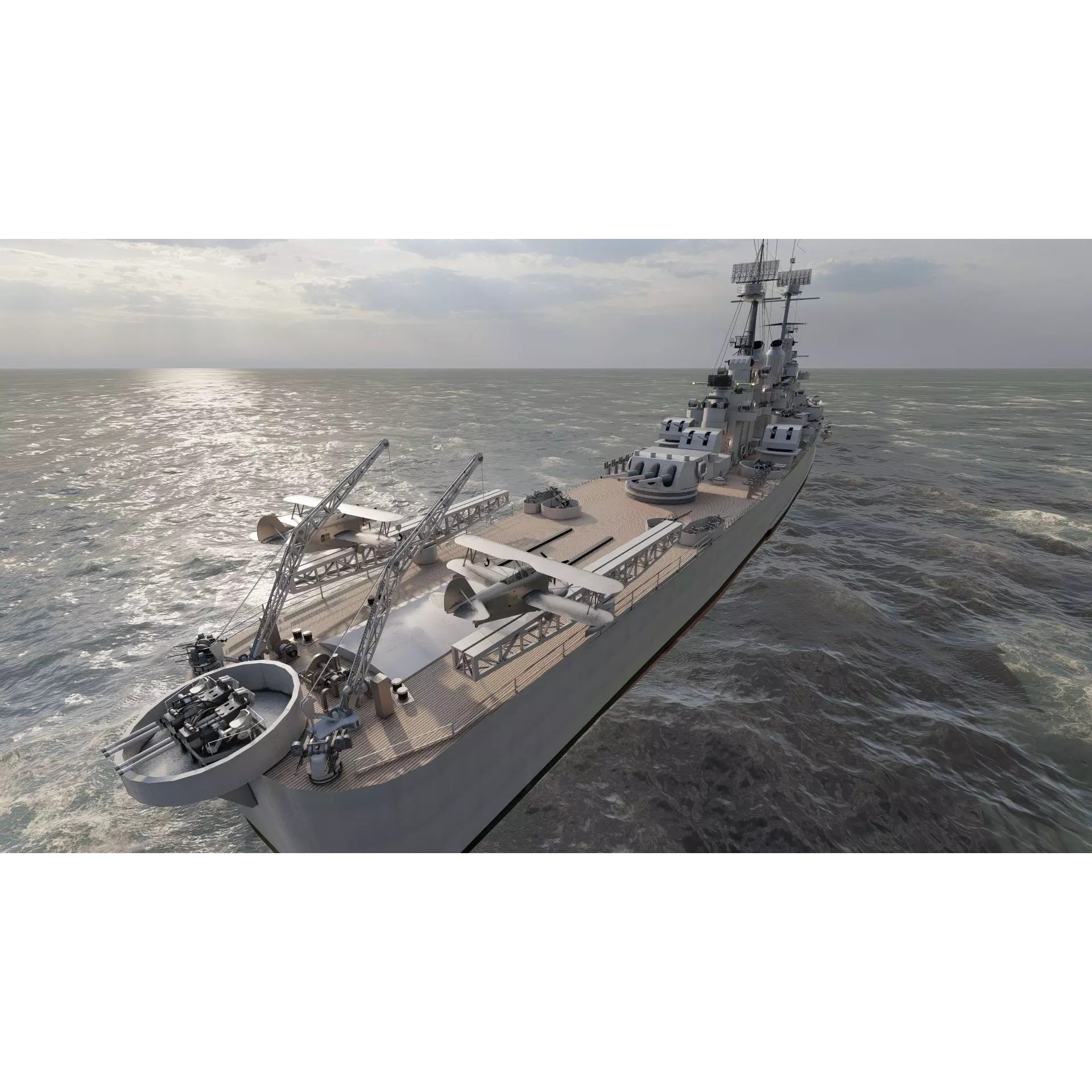 WW2 US Navy Heavy Cruiser Baltimore Class - Game-Ready 3D Model - View 17