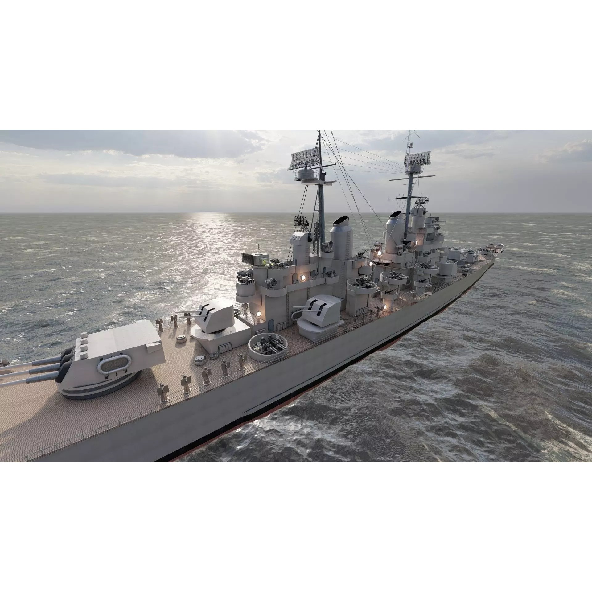 WW2 US Navy Heavy Cruiser Baltimore Class - Game-Ready 3D Model - View 18