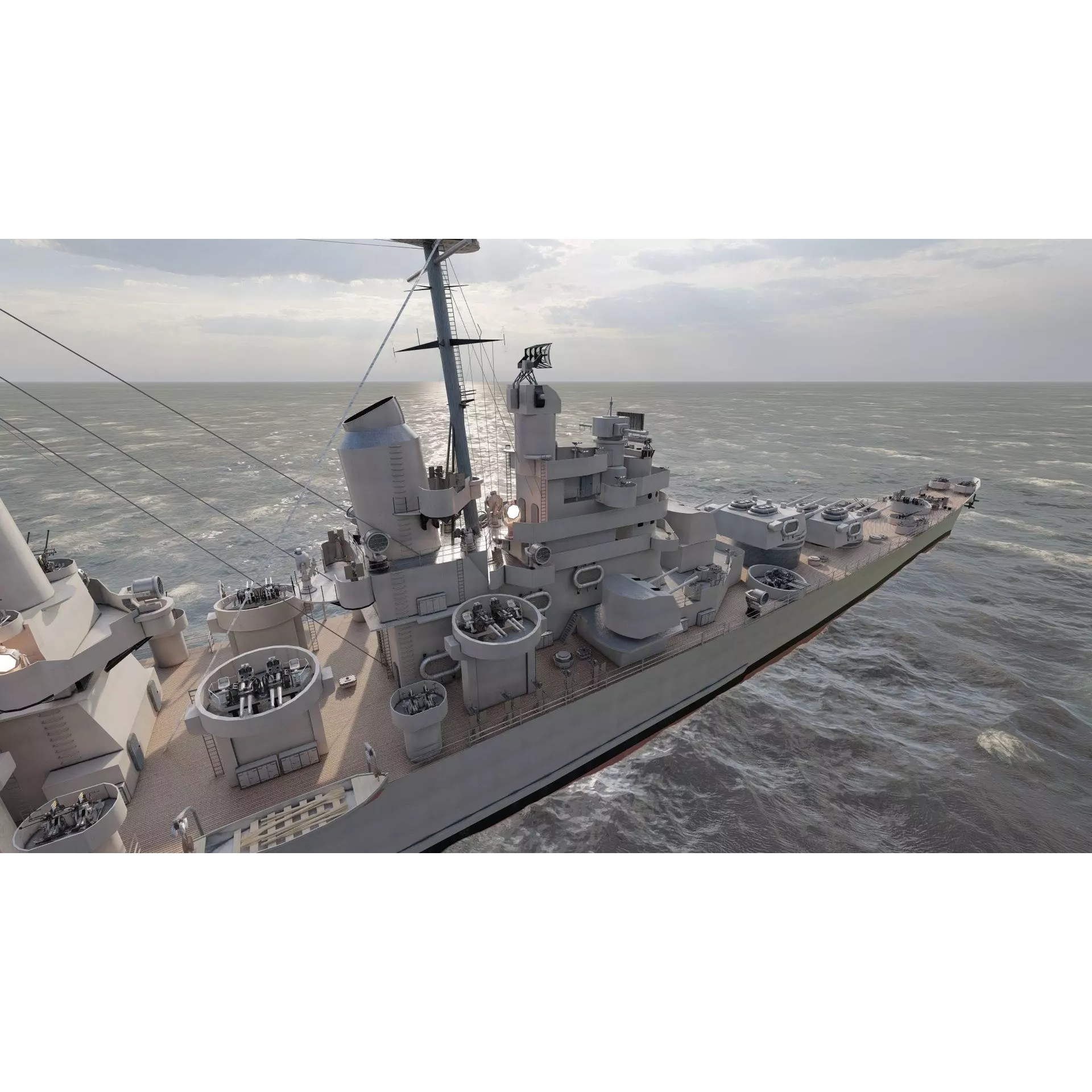 WW2 US Navy Heavy Cruiser Baltimore Class - Game-Ready 3D Model - View 19