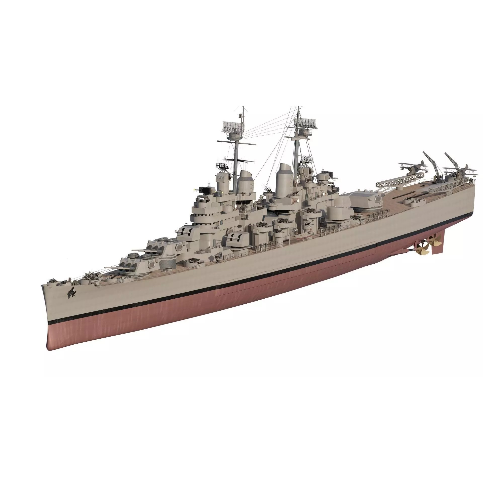 WW2 US Navy Heavy Cruiser Baltimore Class - Game-Ready 3D Model - View 2