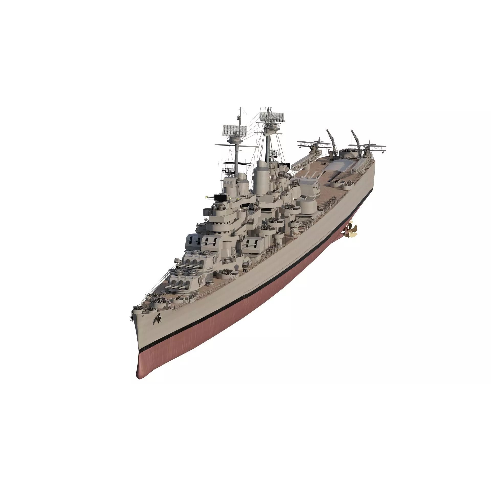 WW2 US Navy Heavy Cruiser Baltimore Class - Game-Ready 3D Model - View 3
