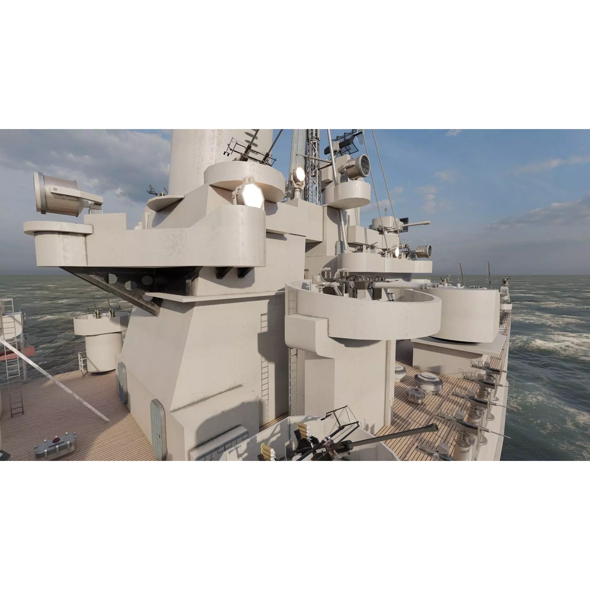 WW2 US Navy Heavy Cruiser Baltimore Class - Game-Ready 3D Model - View 34