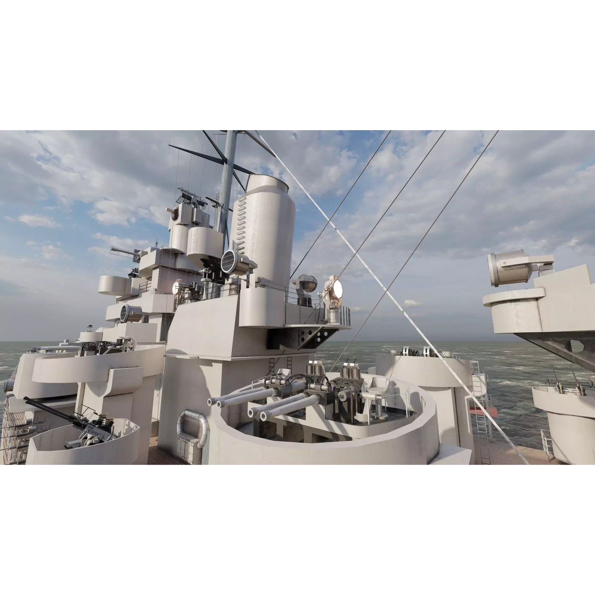 WW2 US Navy Heavy Cruiser Baltimore Class - Game-Ready 3D Model - View 35