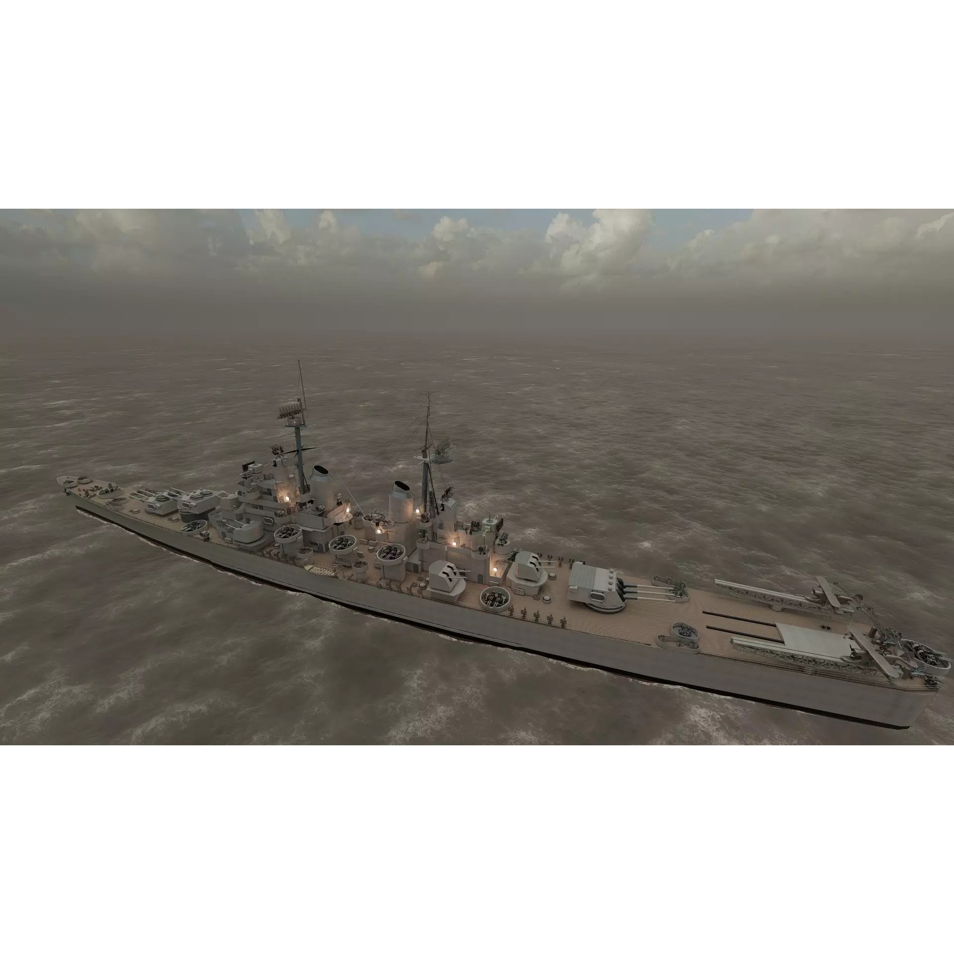 WW2 US Navy Heavy Cruiser Baltimore Class - Game-Ready 3D Model - View 40