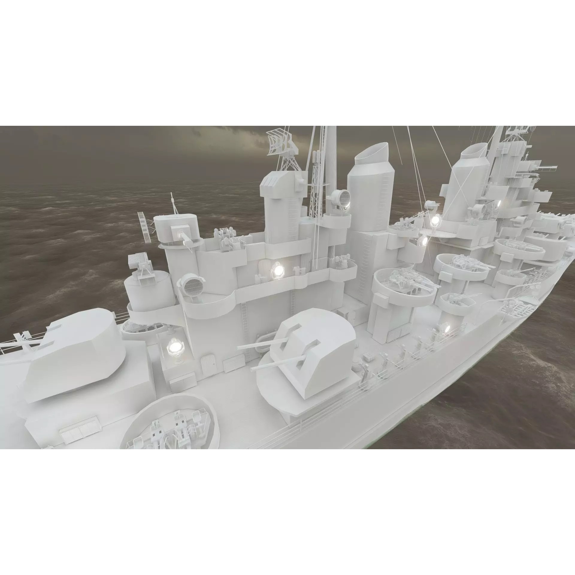 WW2 US Navy Heavy Cruiser Baltimore Class - Game-Ready 3D Model - View 44
