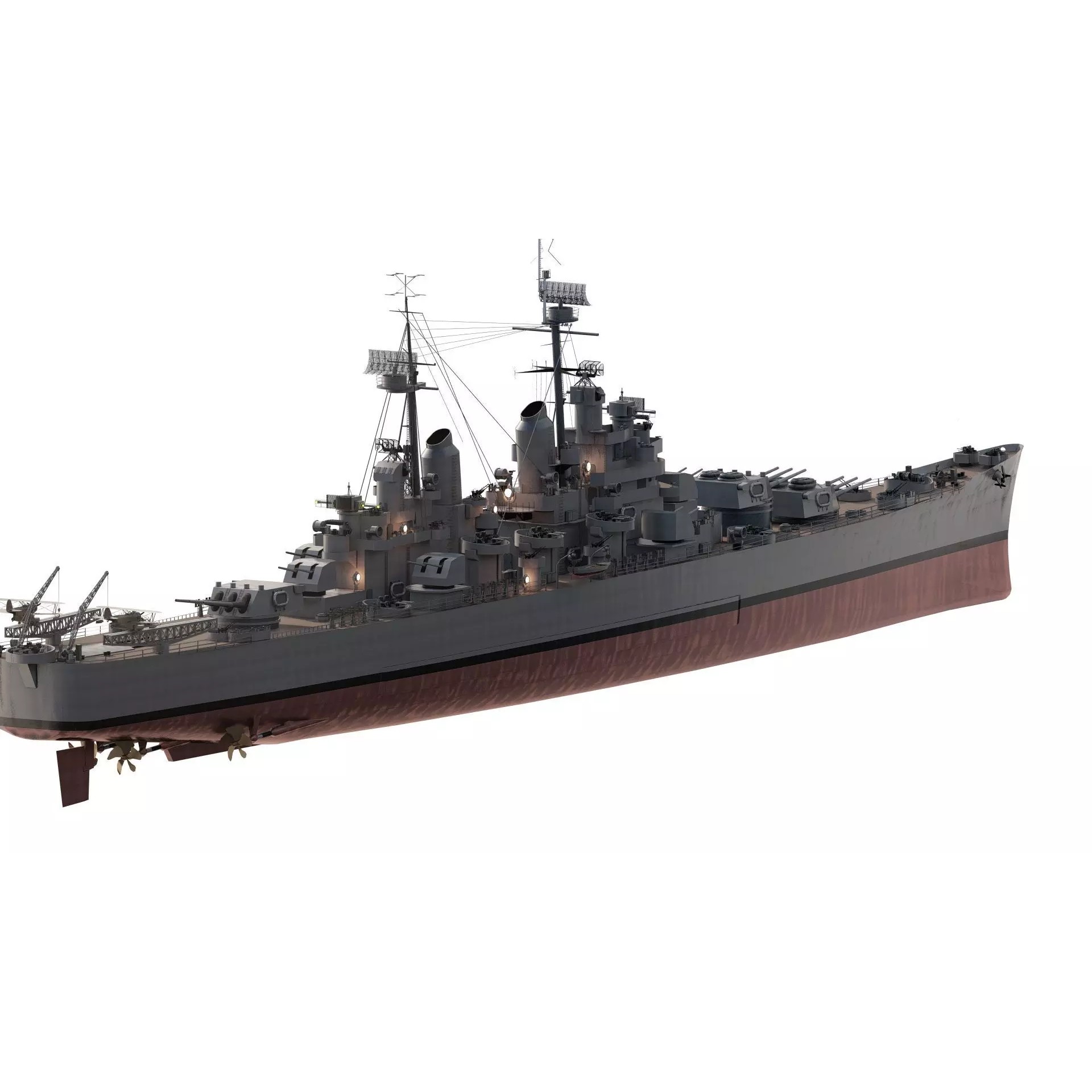 WW2 US Navy Heavy Cruiser Baltimore Class - Game-Ready 3D Model - View 6