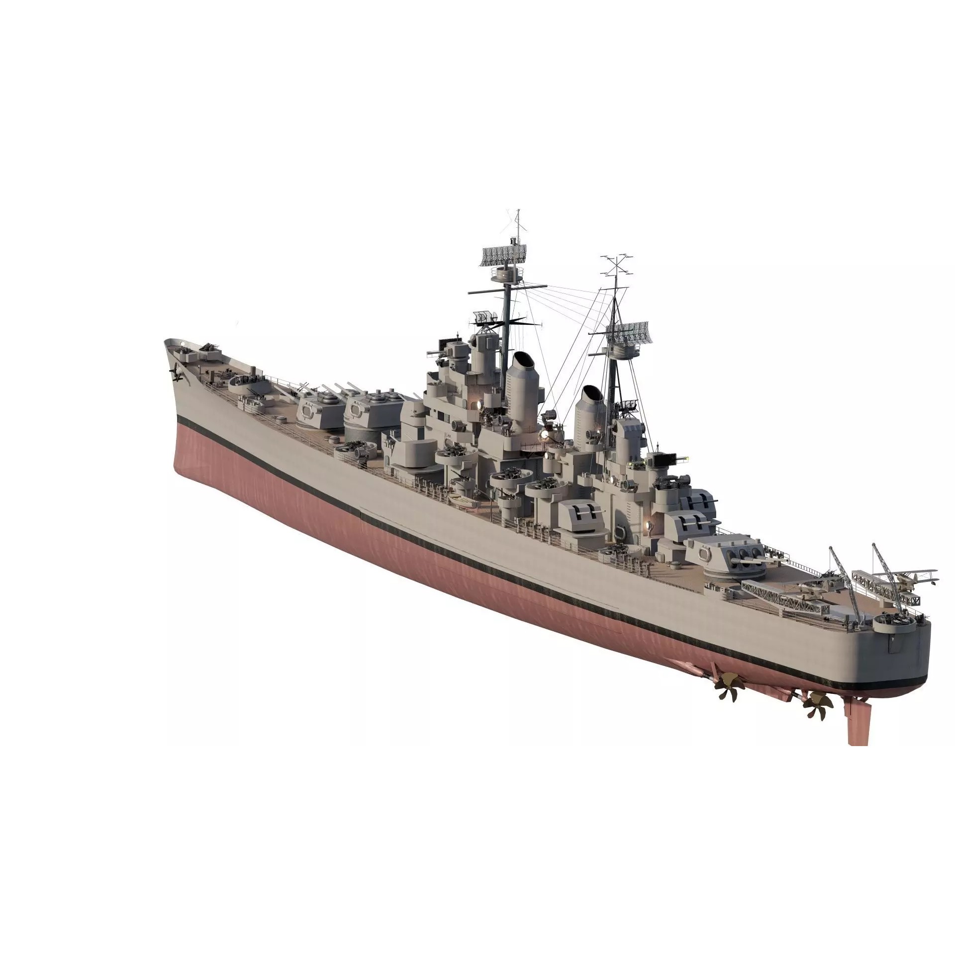 WW2 US Navy Heavy Cruiser Baltimore Class - Game-Ready 3D Model - View 8