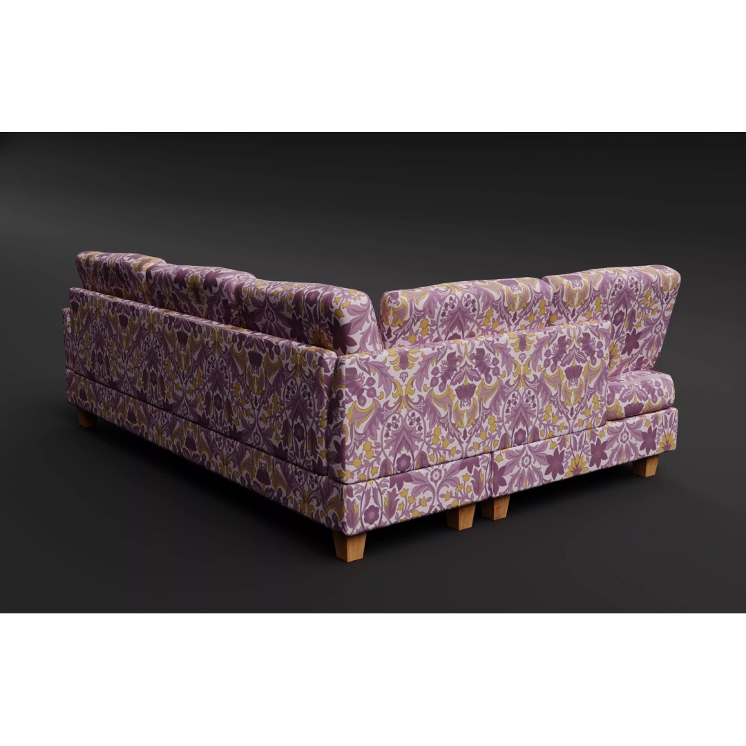 Tufted Fabric Sofa 3D Model – Modern Low-Poly Sectional, FBX - View 5