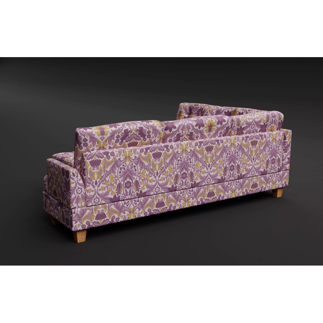 Tufted Fabric Sofa 3D Model – Modern Low-Poly Sectional, FBX - View 6