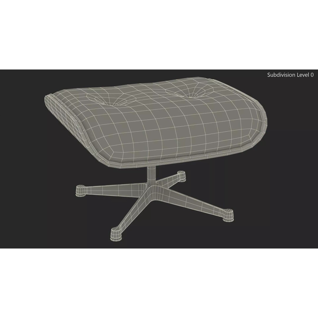 Lounge Chair Ottoman 3D Model – Modern Classic Design, PBR Textures - View 12