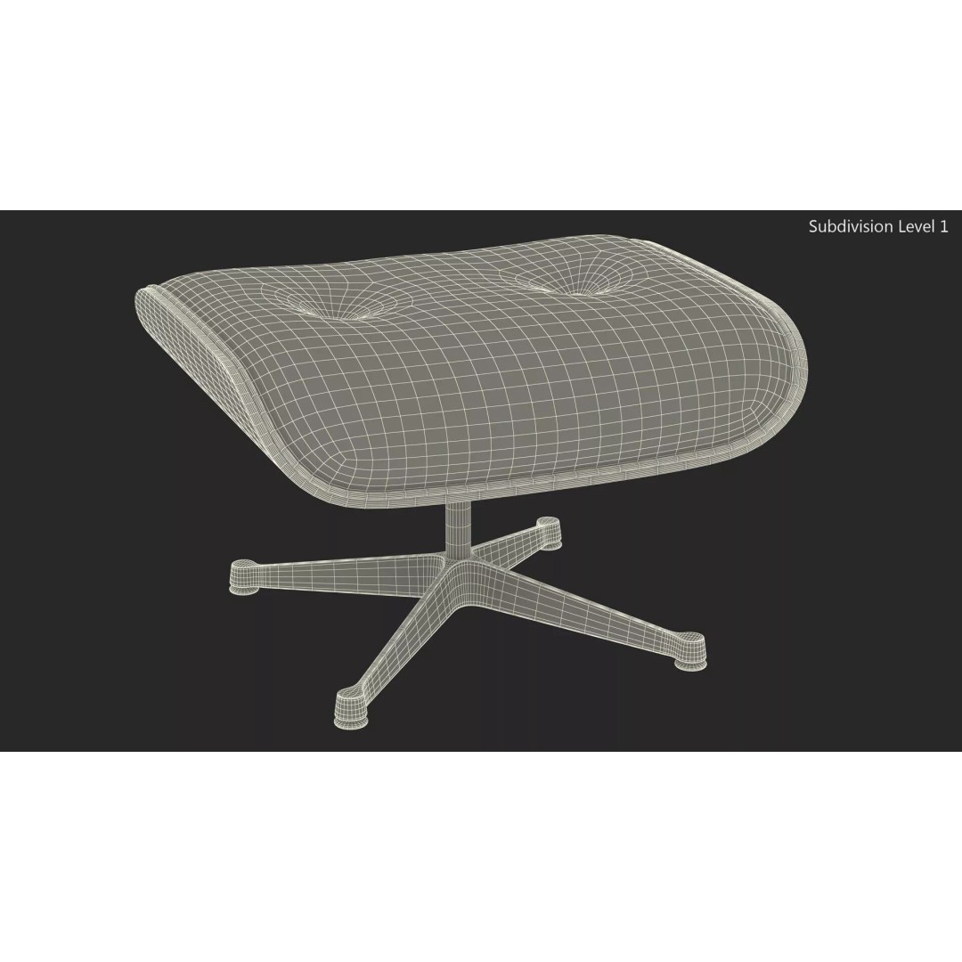 Lounge Chair Ottoman 3D Model – Modern Classic Design, PBR Textures - View 13