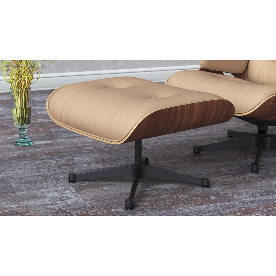 Lounge Chair Ottoman 3D Model – Modern Classic Design, PBR Textures - View 3