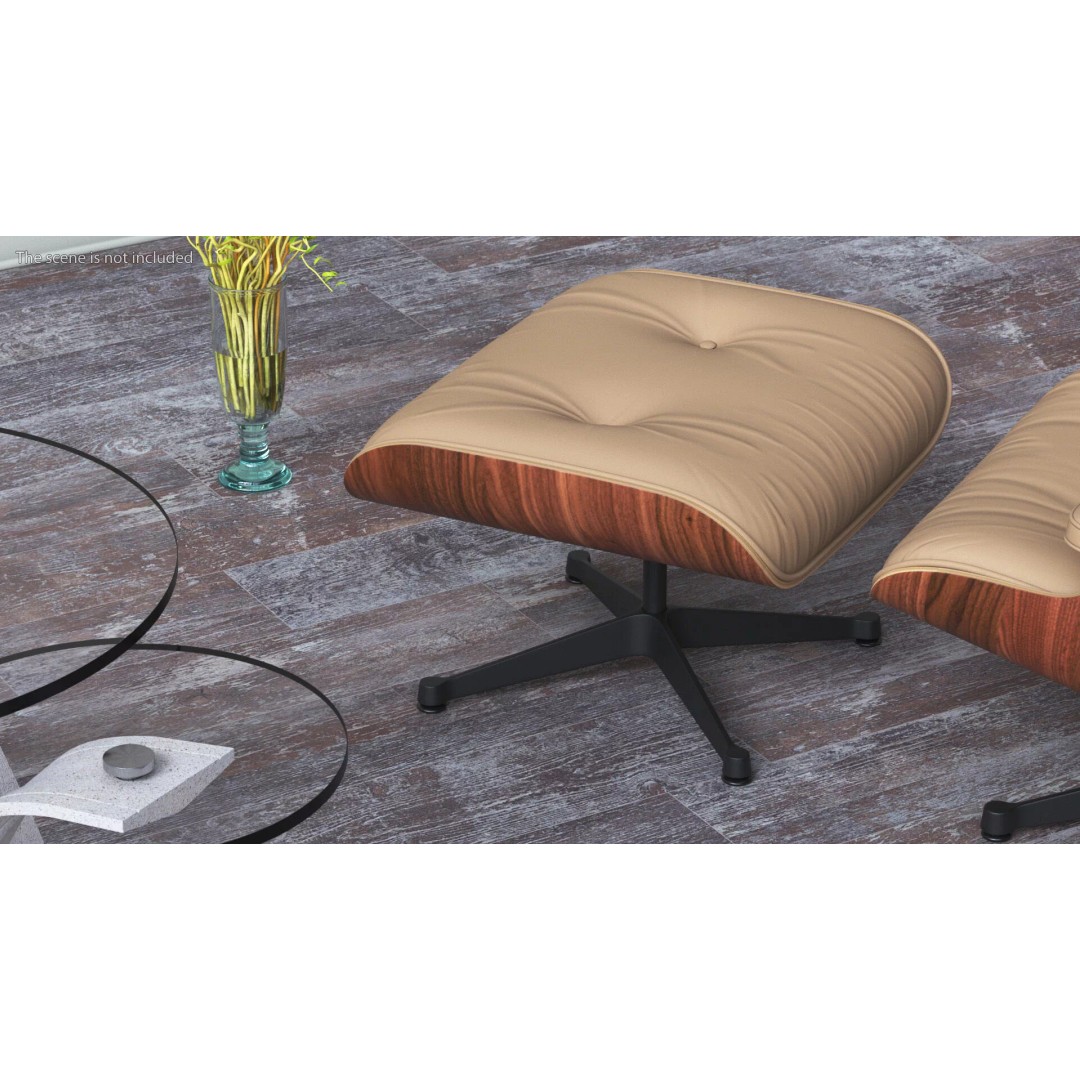 Lounge Chair Ottoman 3D Model – Modern Classic Design, PBR Textures - View 4