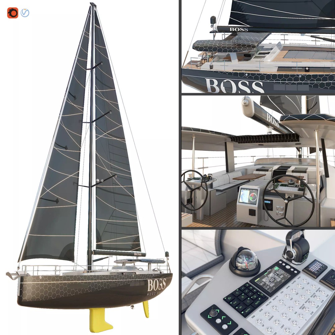 Hanse 675 Yacht 3D Model – High Poly Game Asset, FBX, PBR Textures - View 2