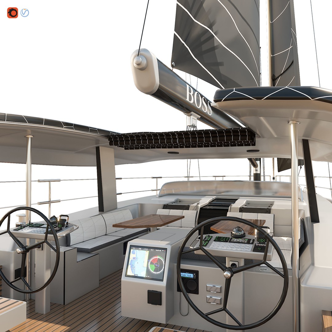 Hanse 675 Yacht 3D Model – High Poly Game Asset, FBX, PBR Textures - View 6