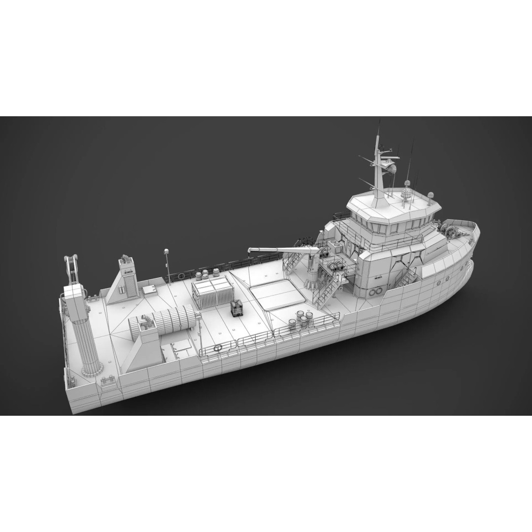 Supply Boat 3D Model – Low Poly Industrial Vessel with PBR Textures