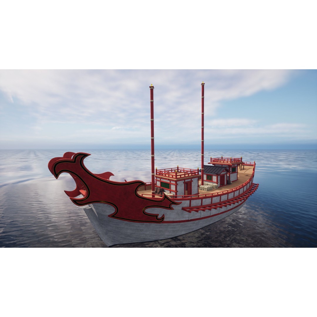 Kentoshi-sen 3D Model – Low Poly Historic Asian Ship, FBX & PBR - View 10