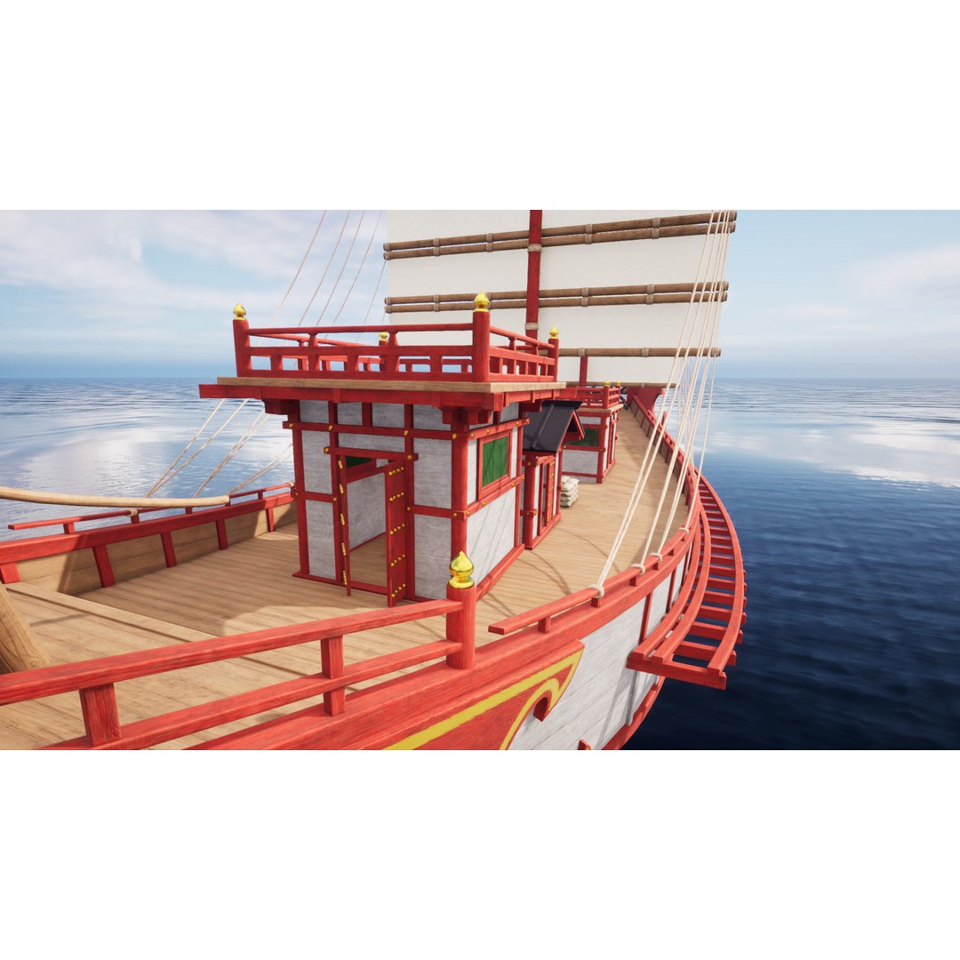 Kentoshi-sen 3D Model – Low Poly Historic Asian Ship, FBX & PBR - View 12