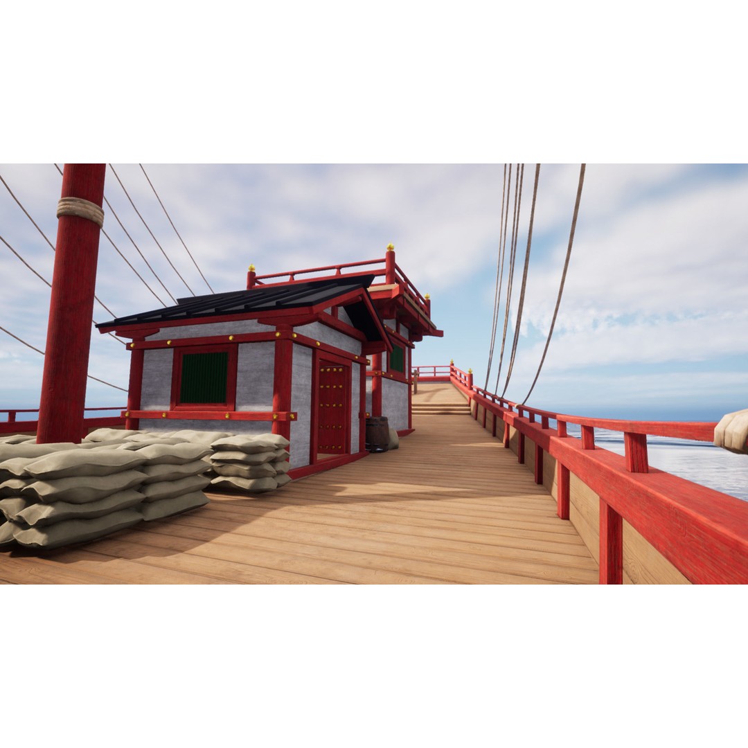 Kentoshi-sen 3D Model – Low Poly Historic Asian Ship, FBX & PBR - View 14
