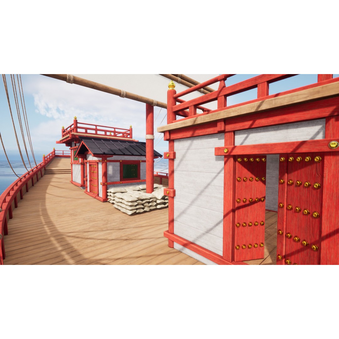 Kentoshi-sen 3D Model – Low Poly Historic Asian Ship, FBX & PBR - View 16
