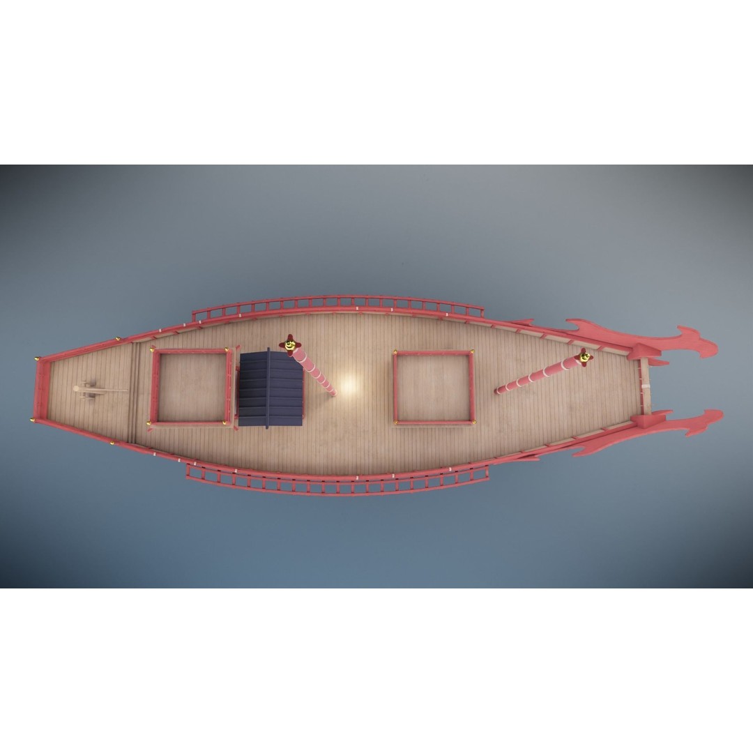 Kentoshi-sen 3D Model – Low Poly Historic Asian Ship, FBX & PBR - View 17