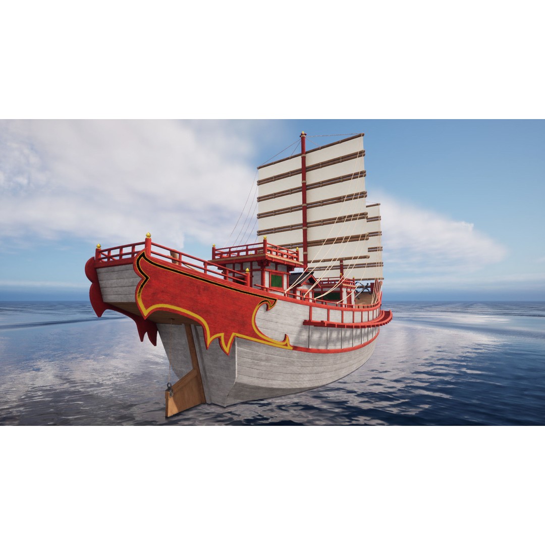 Kentoshi-sen 3D Model – Low Poly Historic Asian Ship, FBX & PBR - View 18