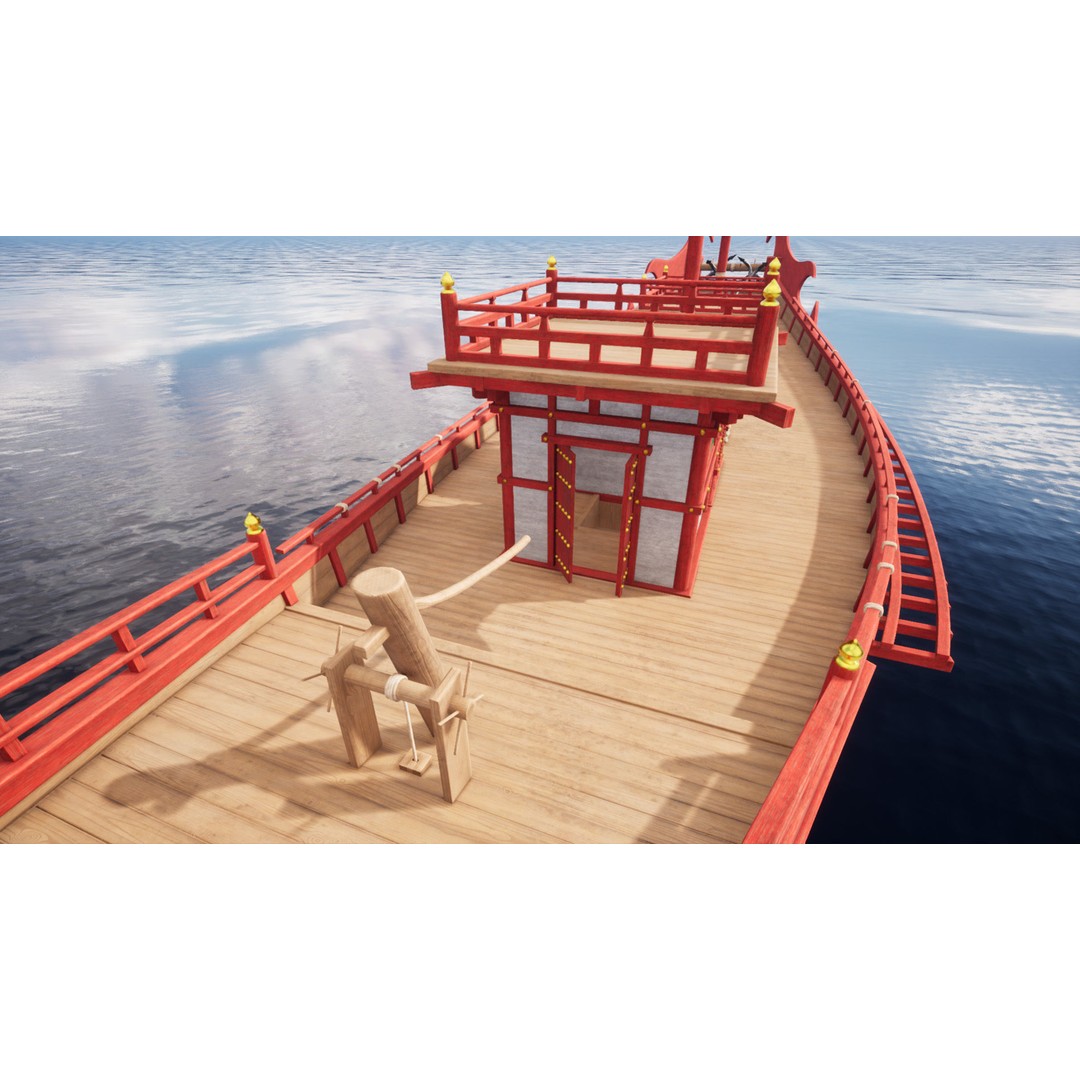 Kentoshi-sen 3D Model – Low Poly Historic Asian Ship, FBX & PBR - View 22